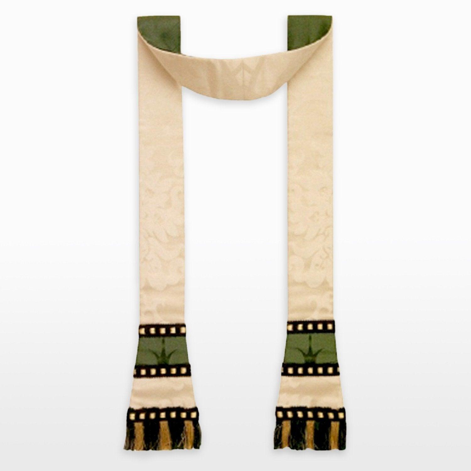 Sarum Stole in Cream Gothic Silk Damask - Watts & Co. (international)