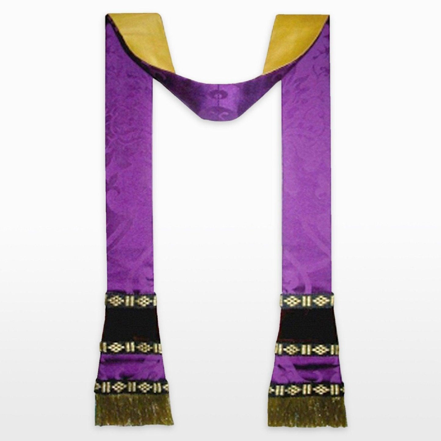 Sarum Stole in Royal Purple Gothic Silk Damask - Watts & Co. (international)