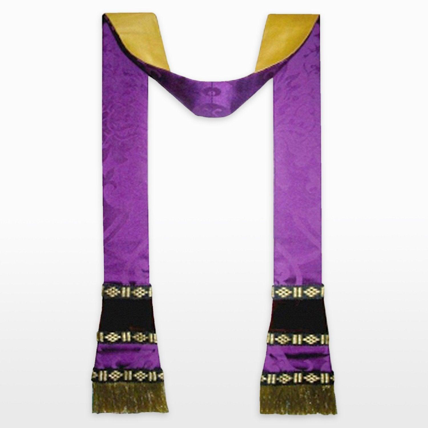 Sarum Stole in Royal Purple Gothic Silk Damask - Watts & Co. (international)