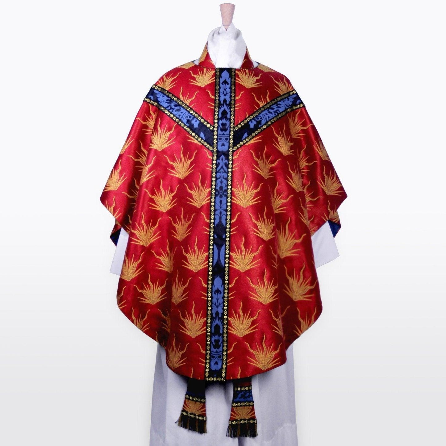 Sarum Style Chasuble in Red Pentecost Brocade - Watts & Co. (international)