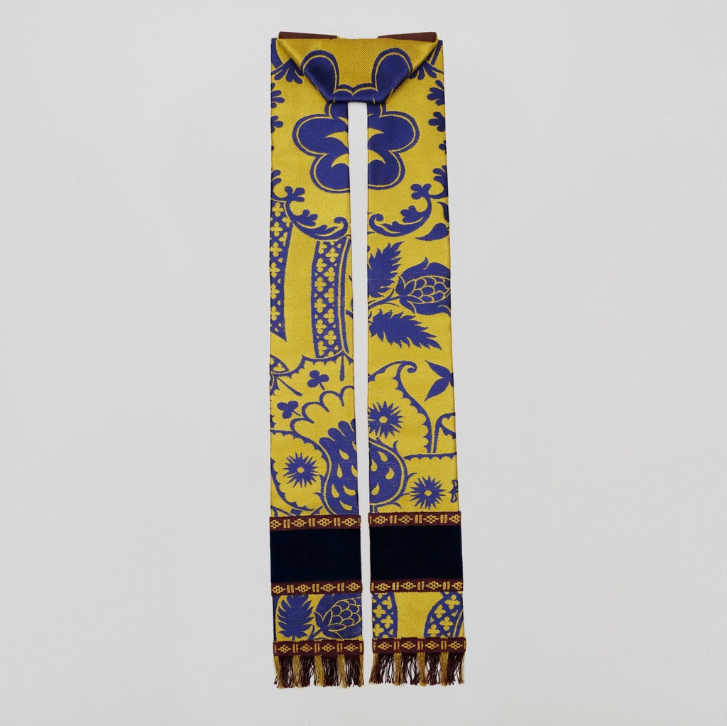 Semi-Gothic Chasuble in Blue/Gold/Purple 'Comper Strawberry' with Sapphire Velvet Orphreys - Watts & Co.