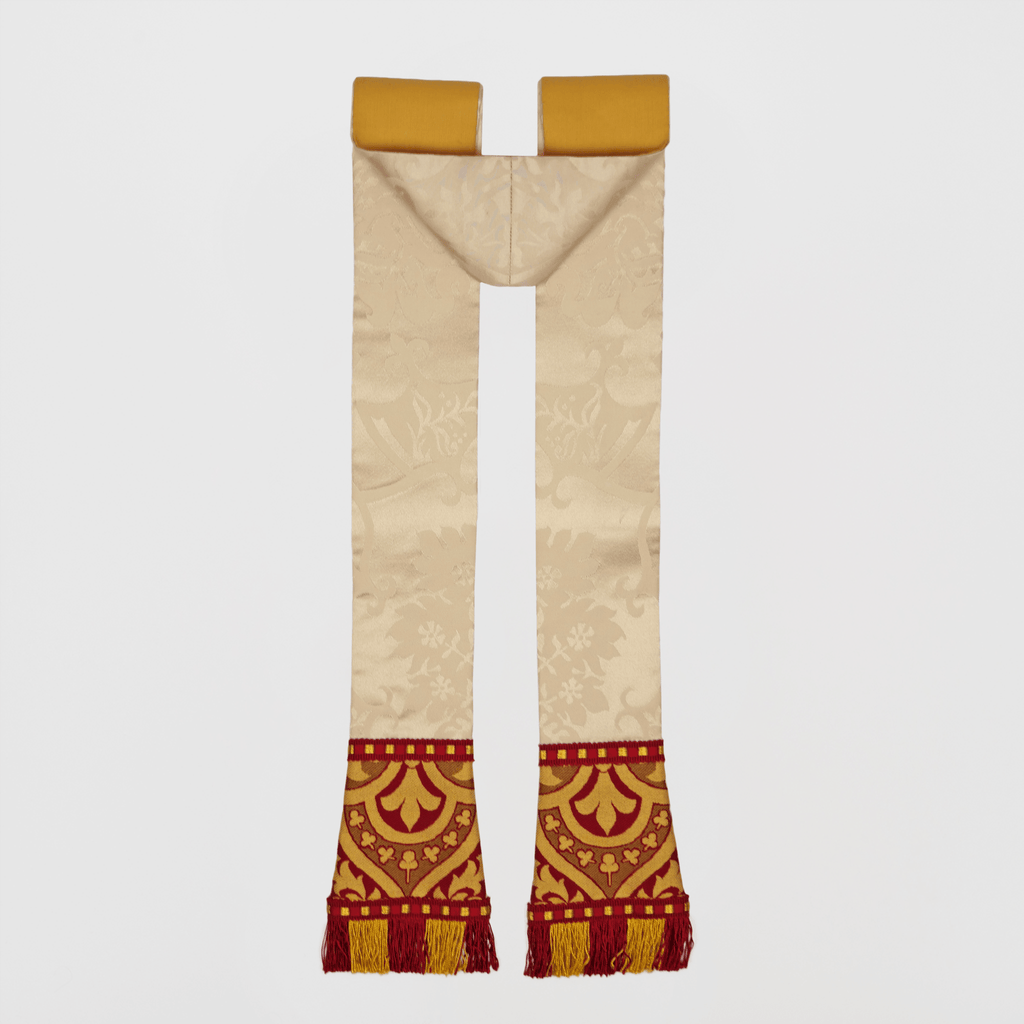 Semi-Gothic Chasuble in Cream 'Gothic' with Red 'Talbot' Orphreys - Watts & Co.