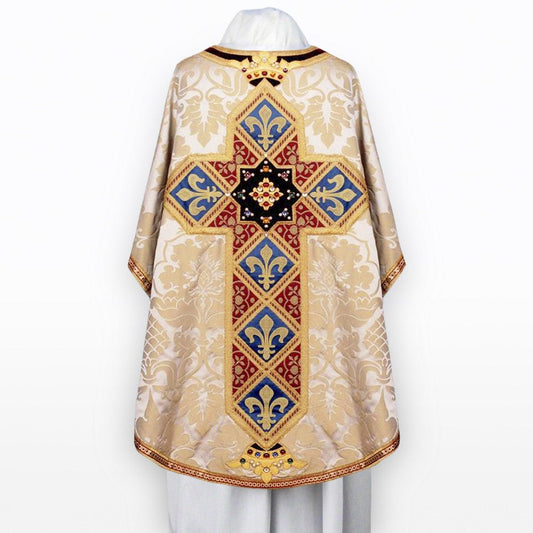 Semi-Gothic Chasuble in Oyster Bellini with Semi Precious Stones - Watts & Co. (international)