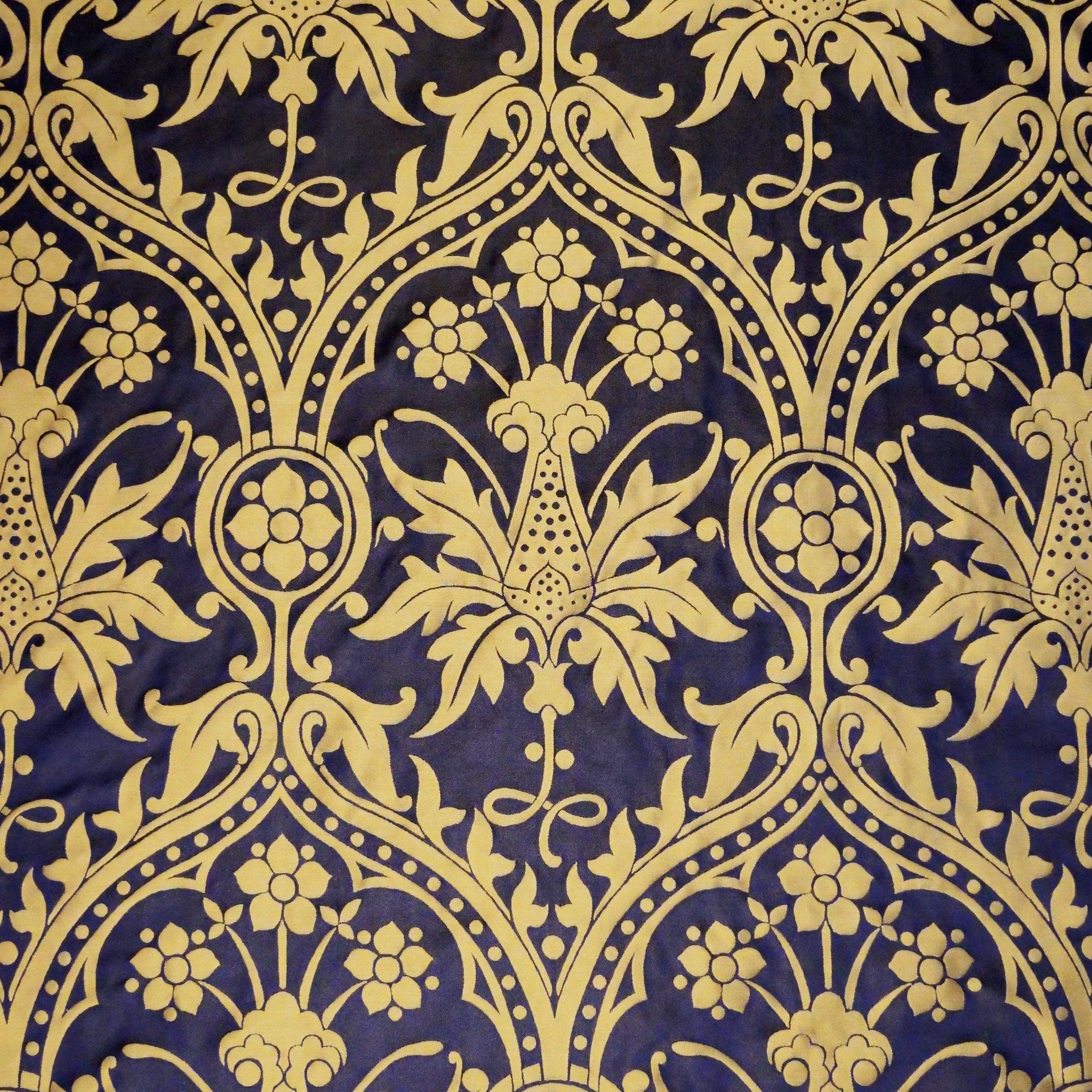 Shrewsbury Silk Damask - Black & Gold - Watts & Co.