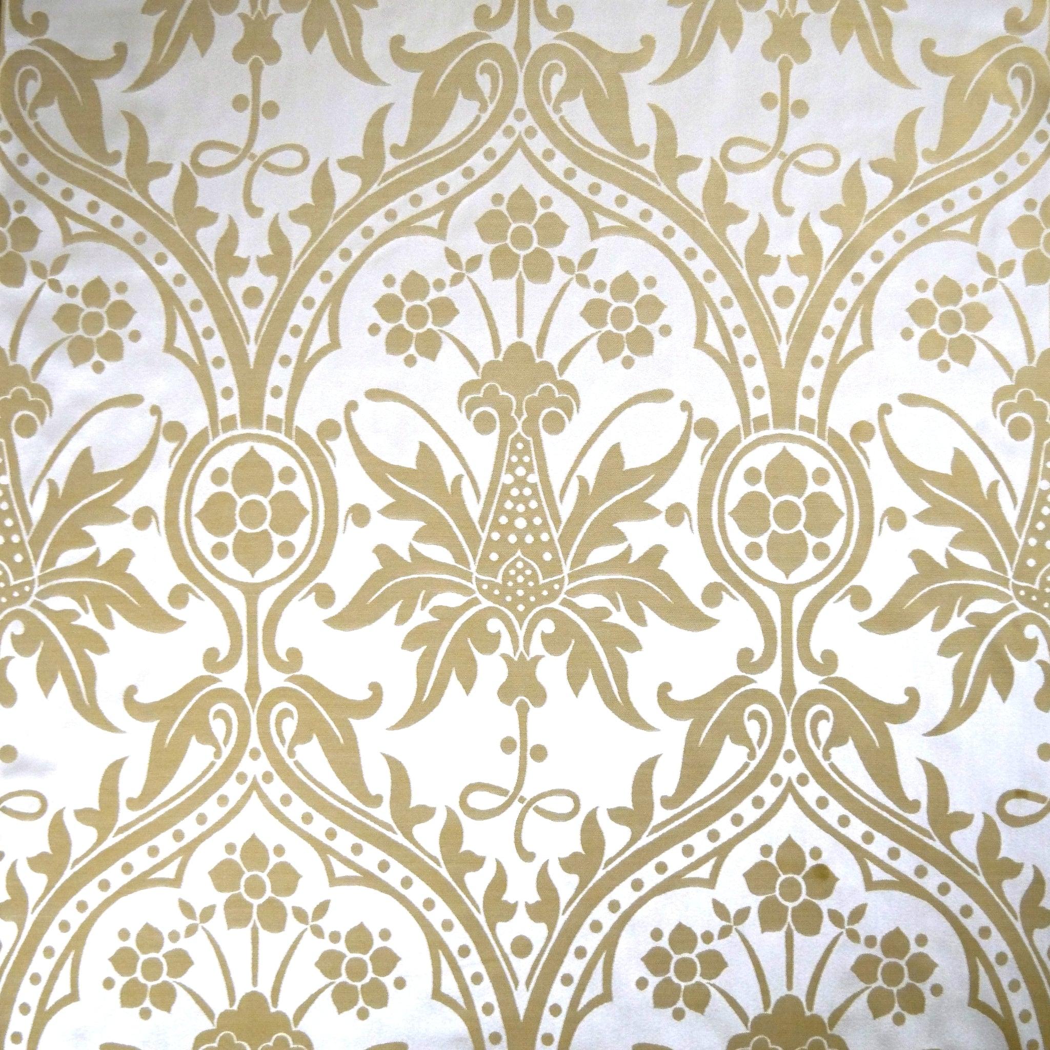 Shrewsbury Silk Damask - Oyster & Old Gold - Watts & Co.