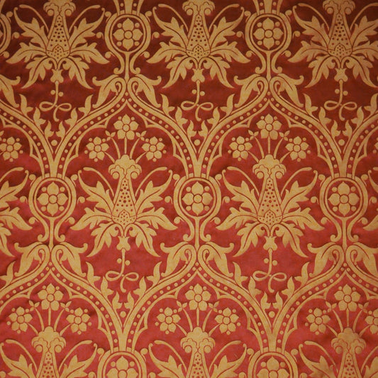 Shrewsbury Silk Damask - Sarum Red & Gold - Watts & Co.