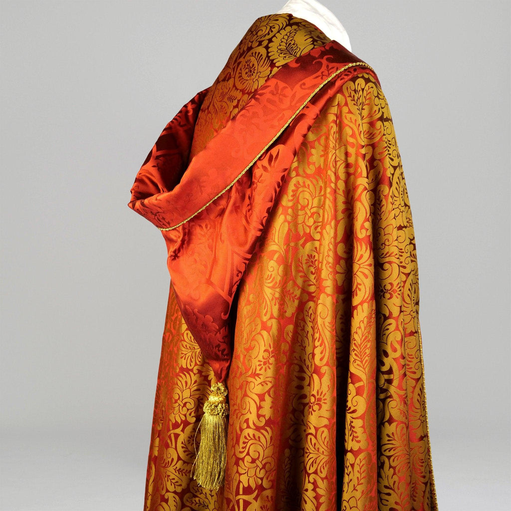 St Augustine Cope in Sarum Red/Gold 'Holbein' with Sarum Red 'Gothic' Orphreys - Watts & Co.