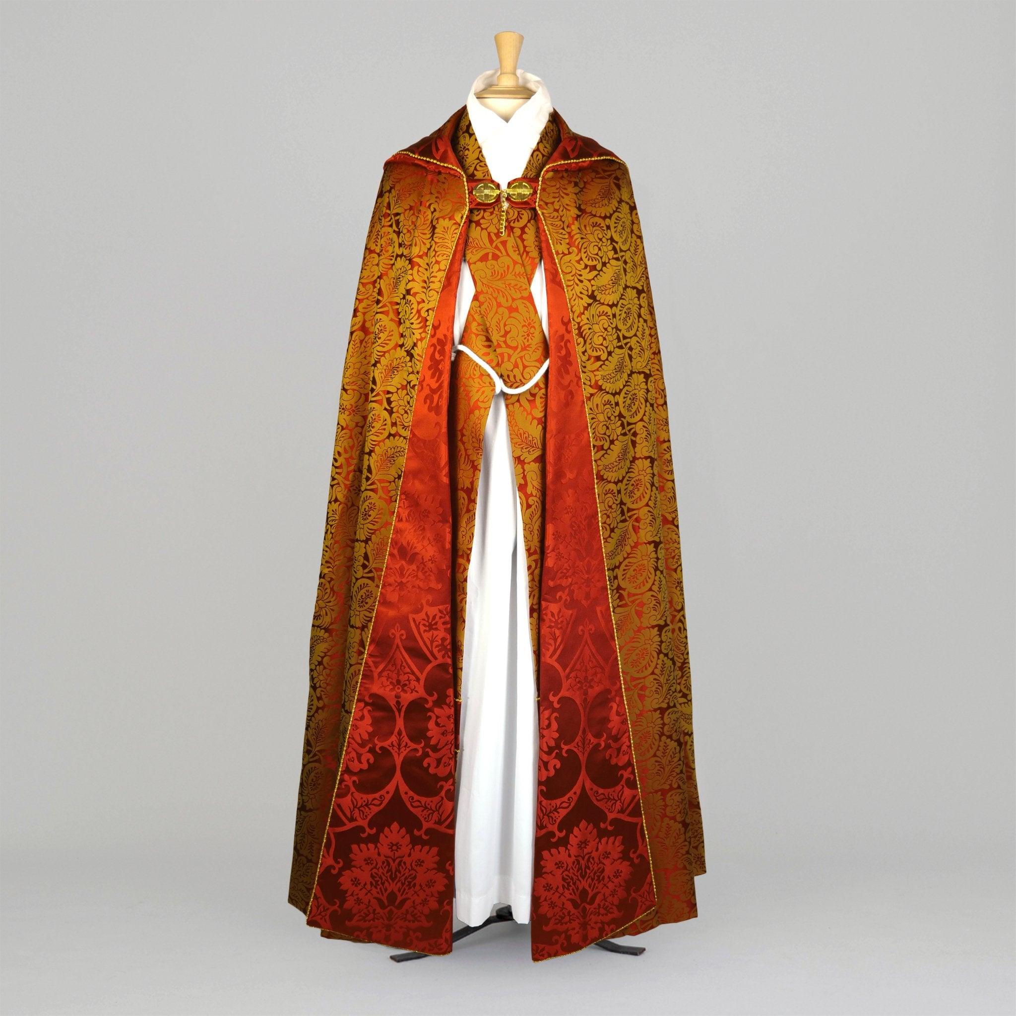 St Augustine Cope in Sarum Red/Gold 'Holbein' with Sarum Red 'Gothic' Orphreys - Watts & Co.