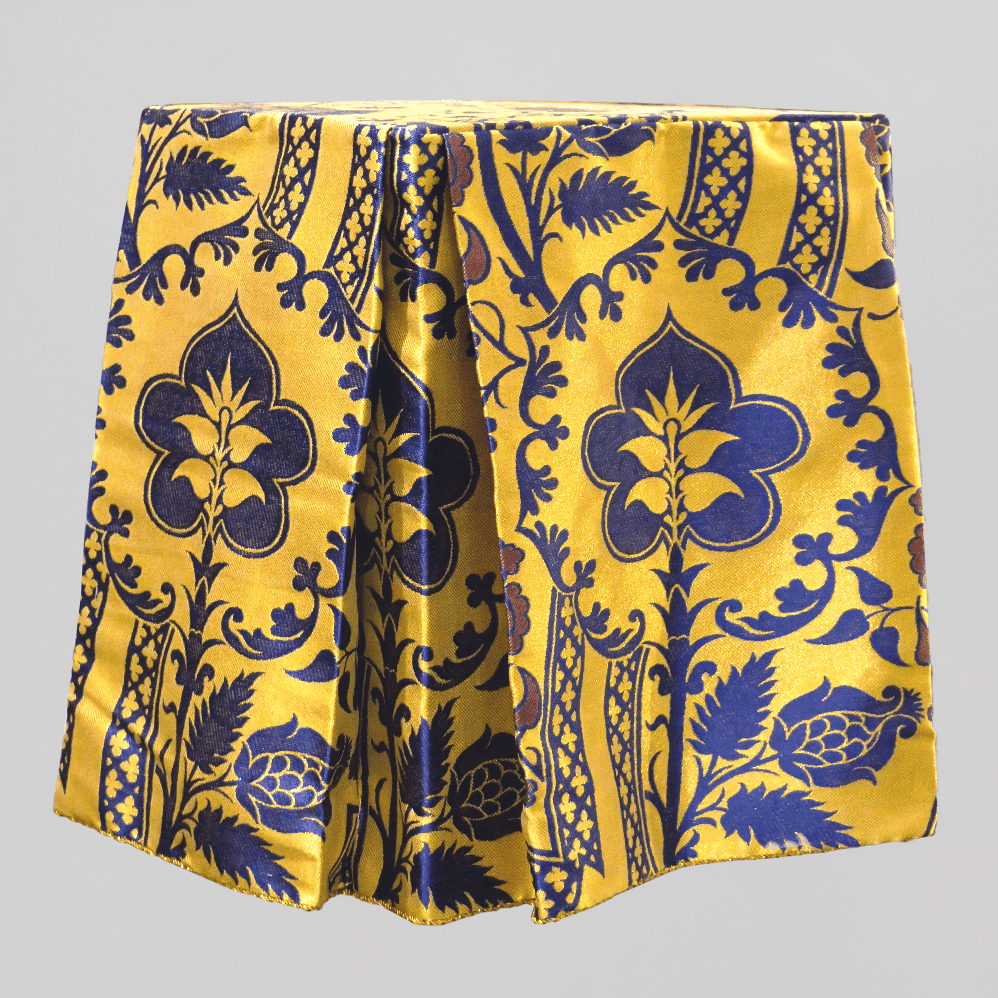 Tabernacle Veil in Gold, Blue, and Purple 'Comper Strawberry' Damask - Watts & Co.