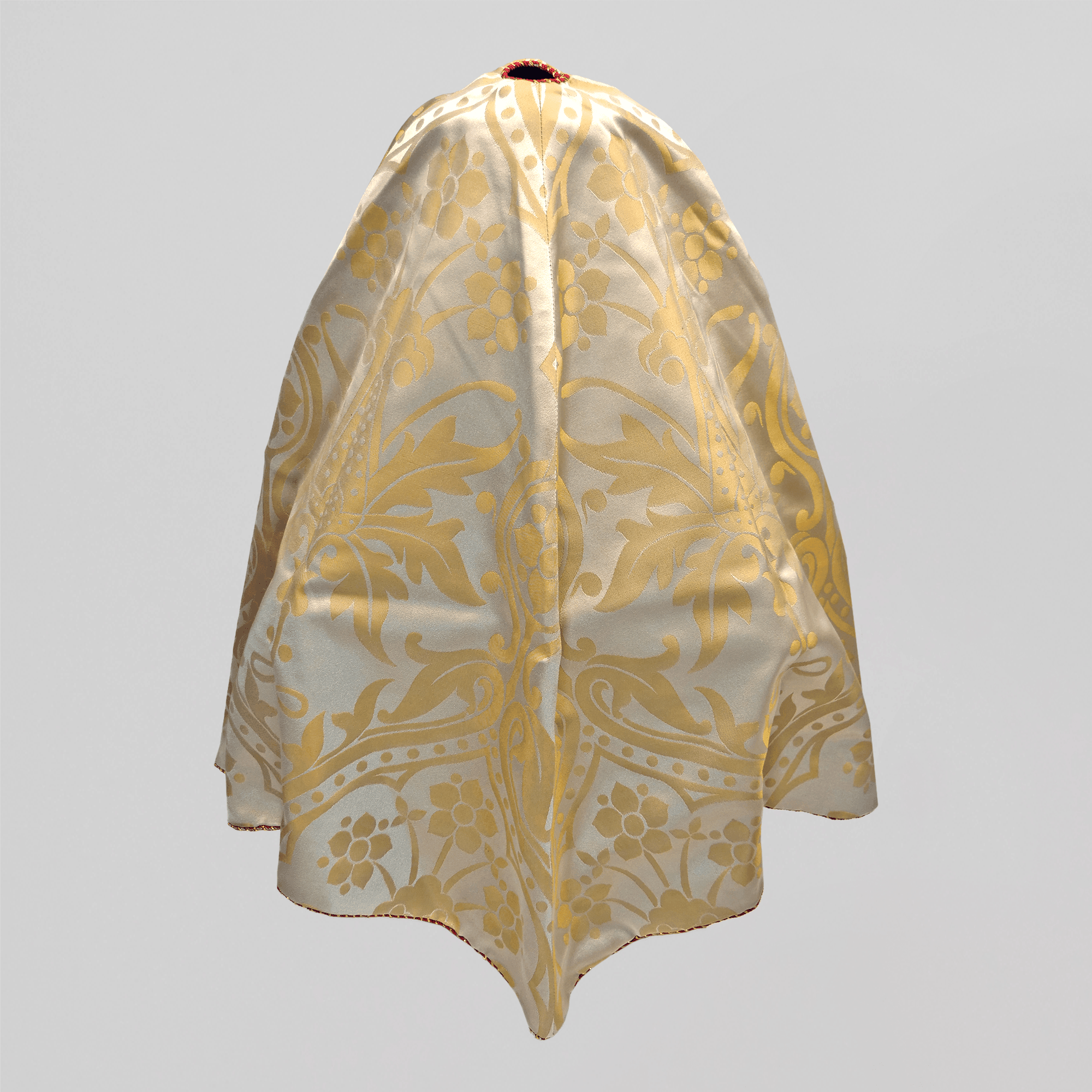 Tabernacle Veil in Oyster & Old Gold 'Shrewsbury' Silk Damask - Watts & Co.