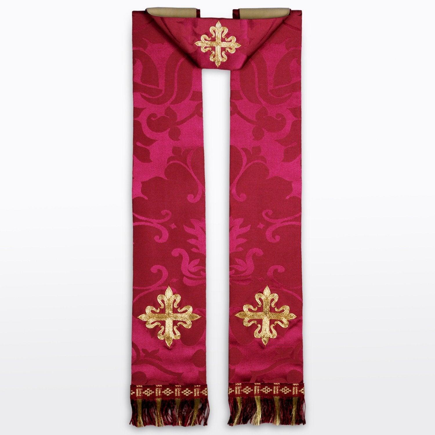 Tufton Stole in Comper Rose Bellini Silk Damask - Watts & Co. (international)