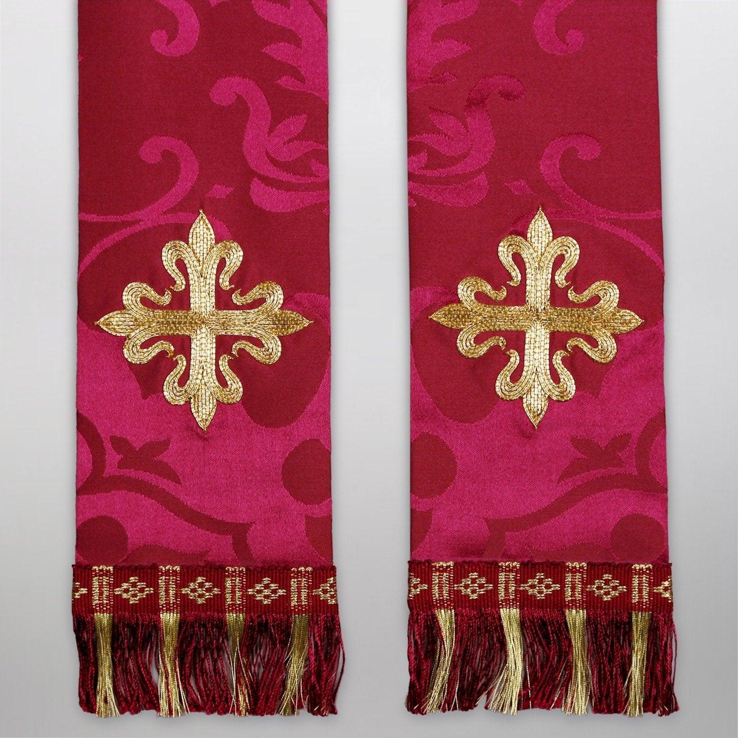 Tufton Stole in Comper Rose Bellini Silk Damask - Watts & Co. (international)