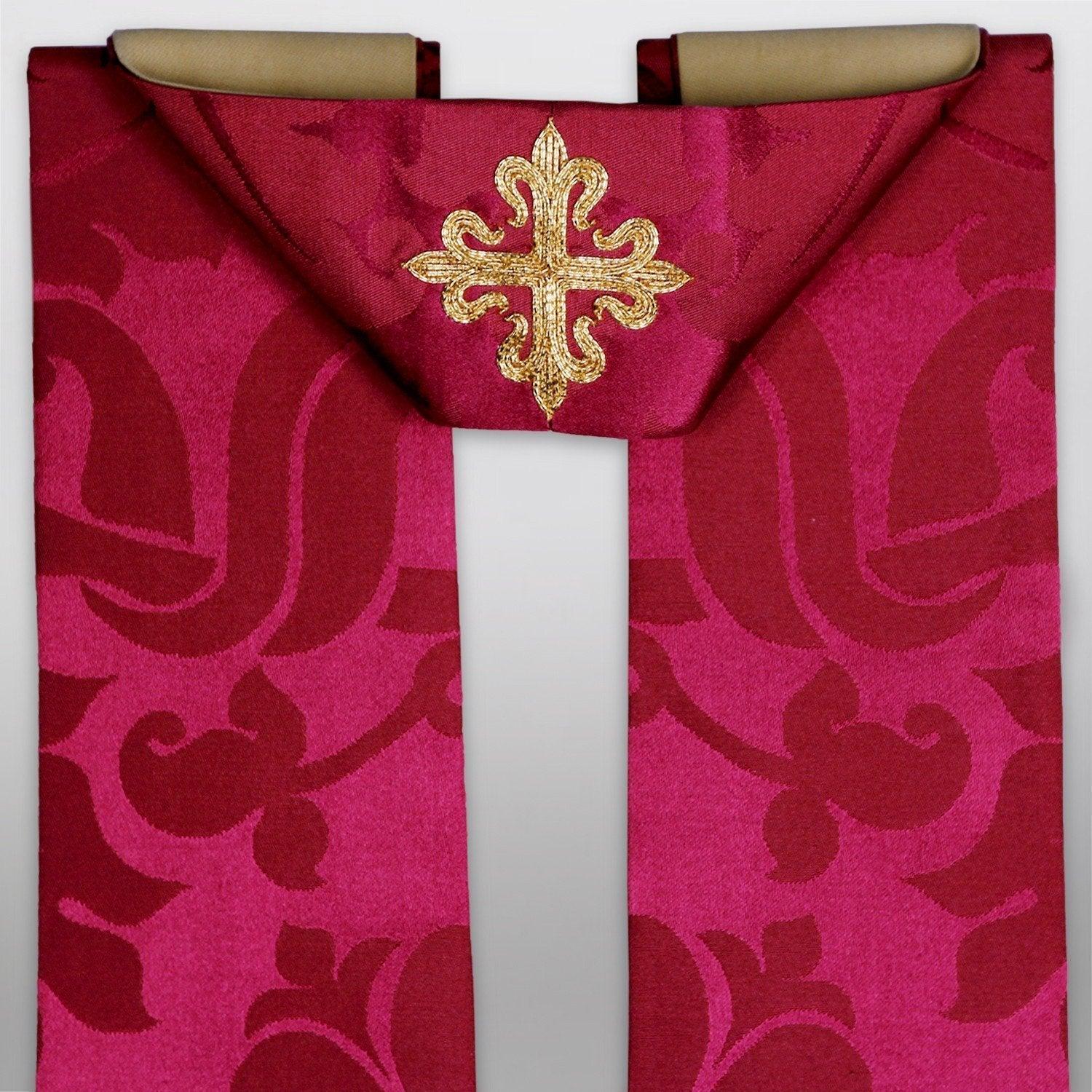 Tufton Stole in Comper Rose Bellini Silk Damask - Watts & Co. (international)