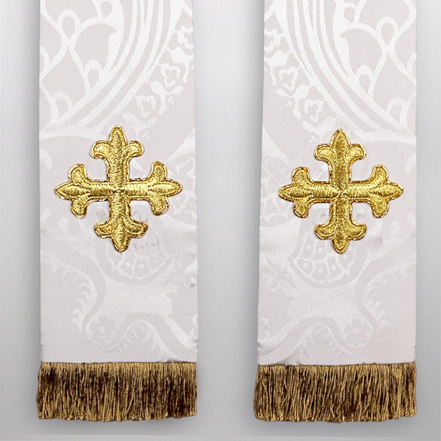 Tufton Stole in Cream Comper Cathedral Silk Damask - Watts & Co. (international)