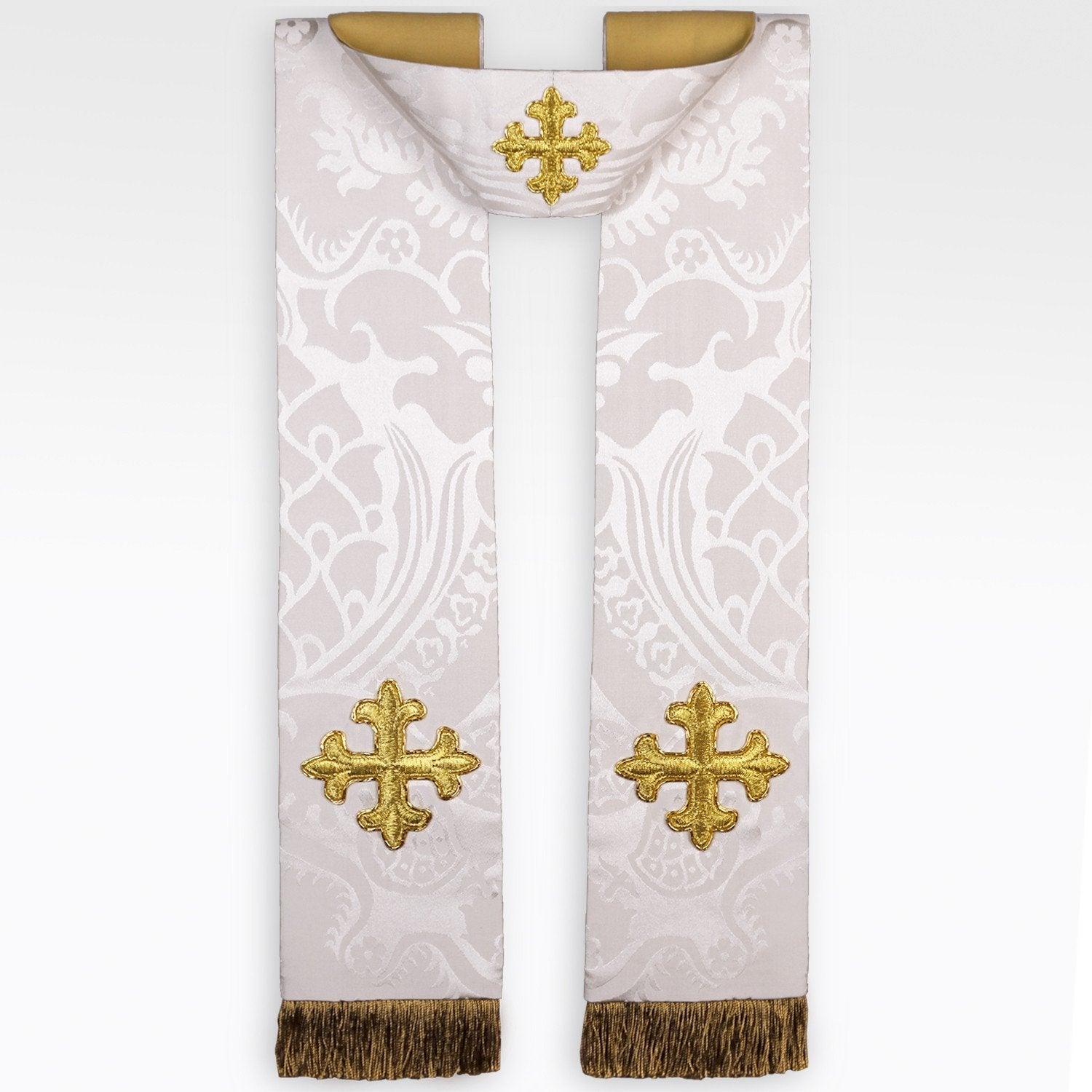 Tufton Stole in Cream Comper Cathedral Silk Damask - Watts & Co. (international)