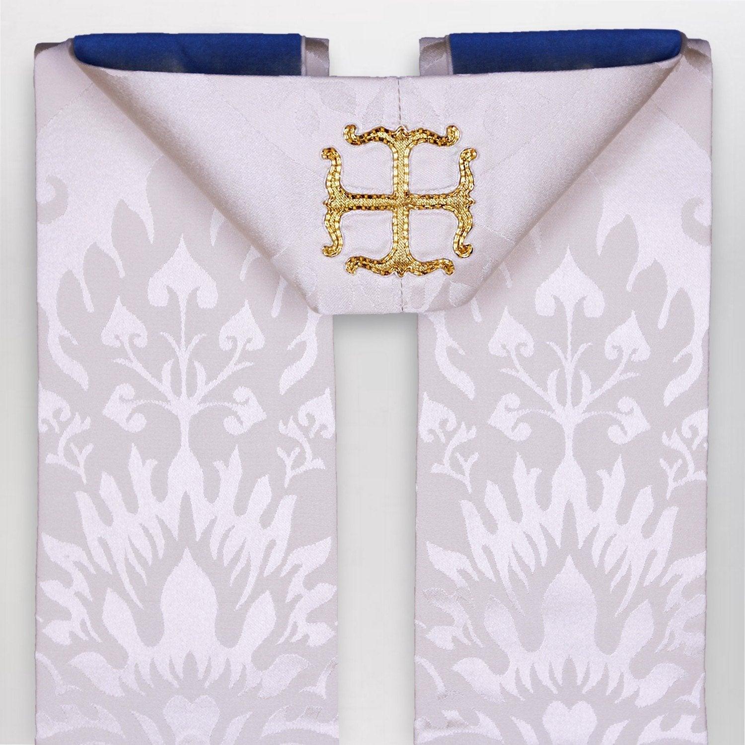 Tufton Stole in Cream Gothic Silk Damask - Watts & Co. (international)