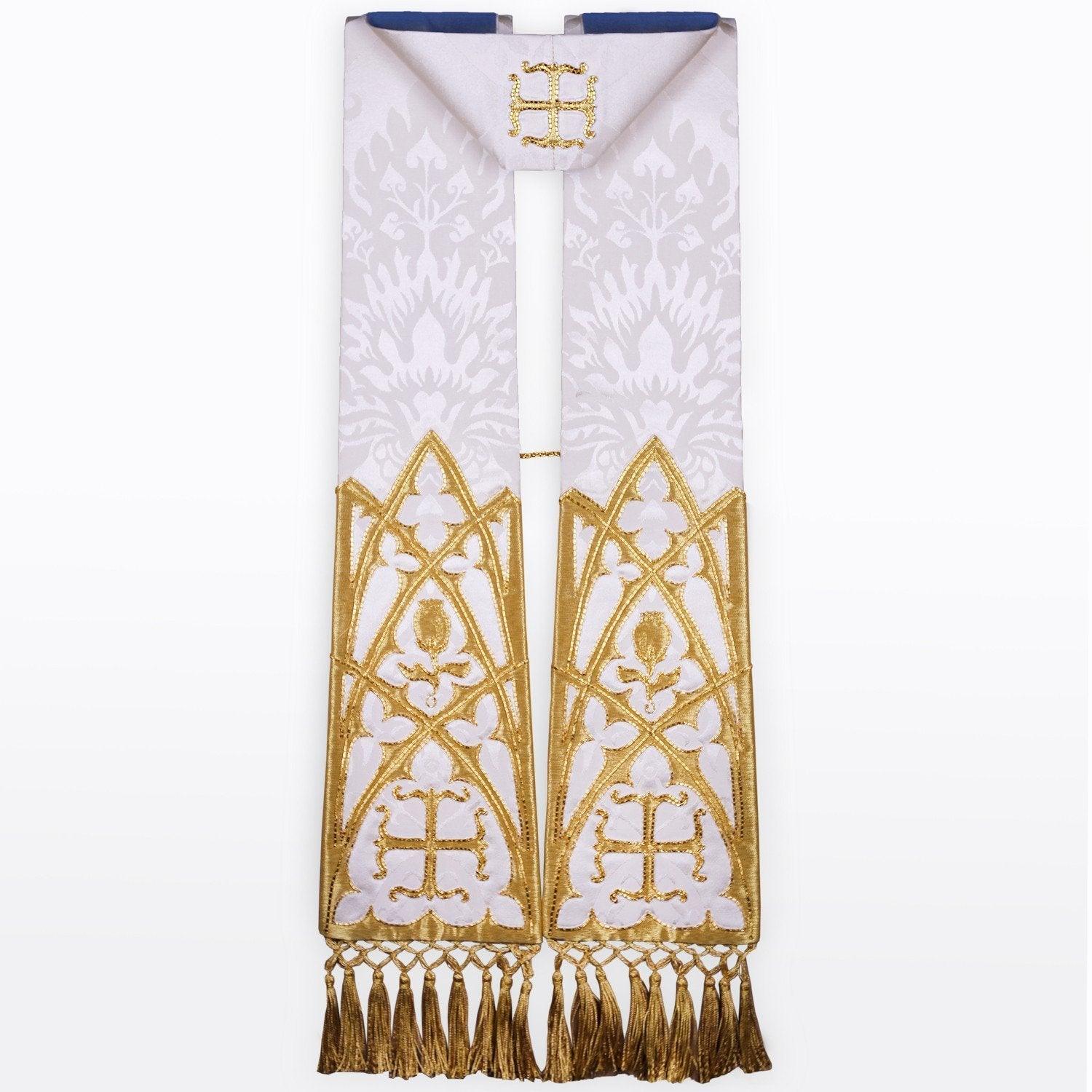 Tufton Stole in Cream Gothic Silk Damask - Watts & Co. (international)