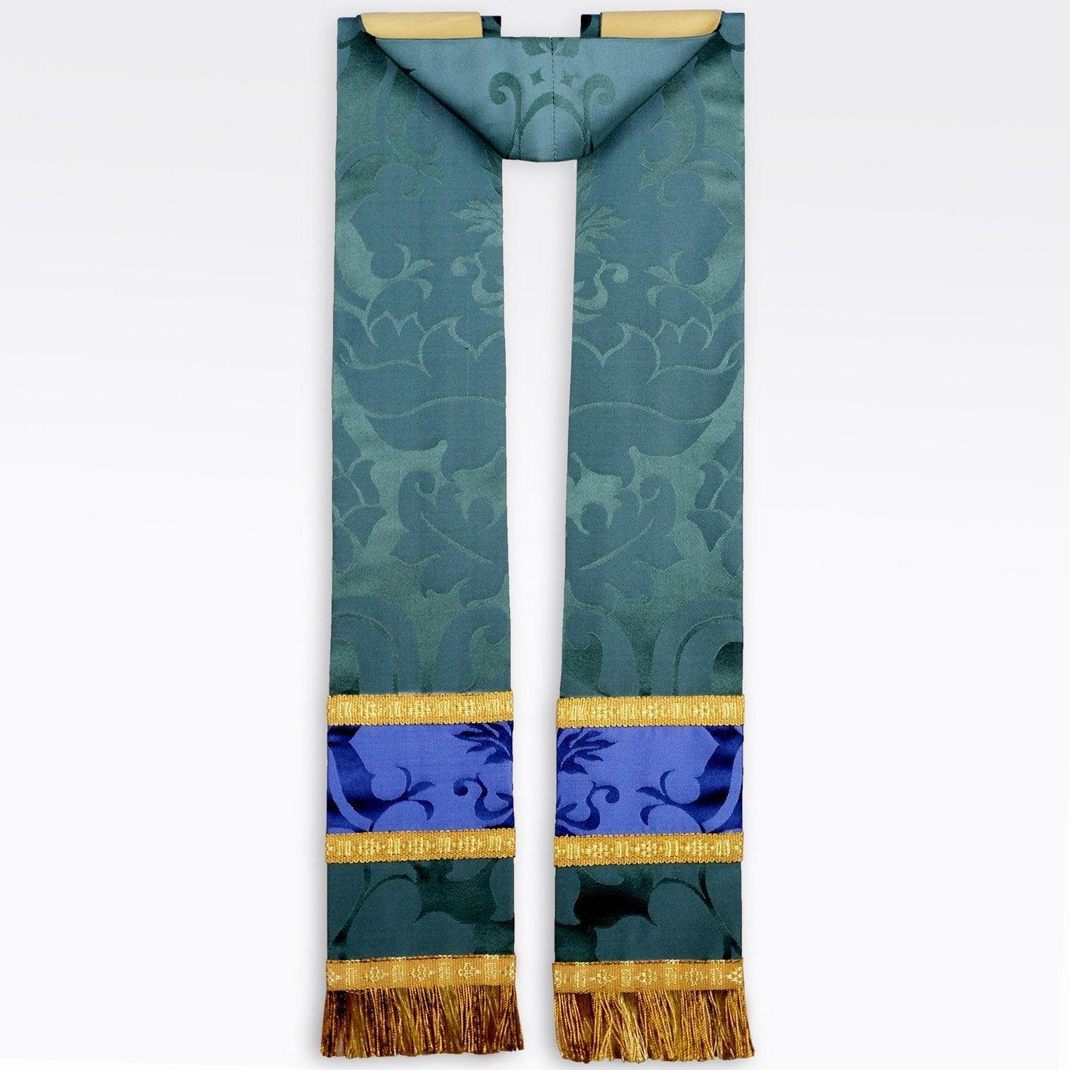 Tufton Stole in Green Bellini Silk Damask - Watts & Co. (international)