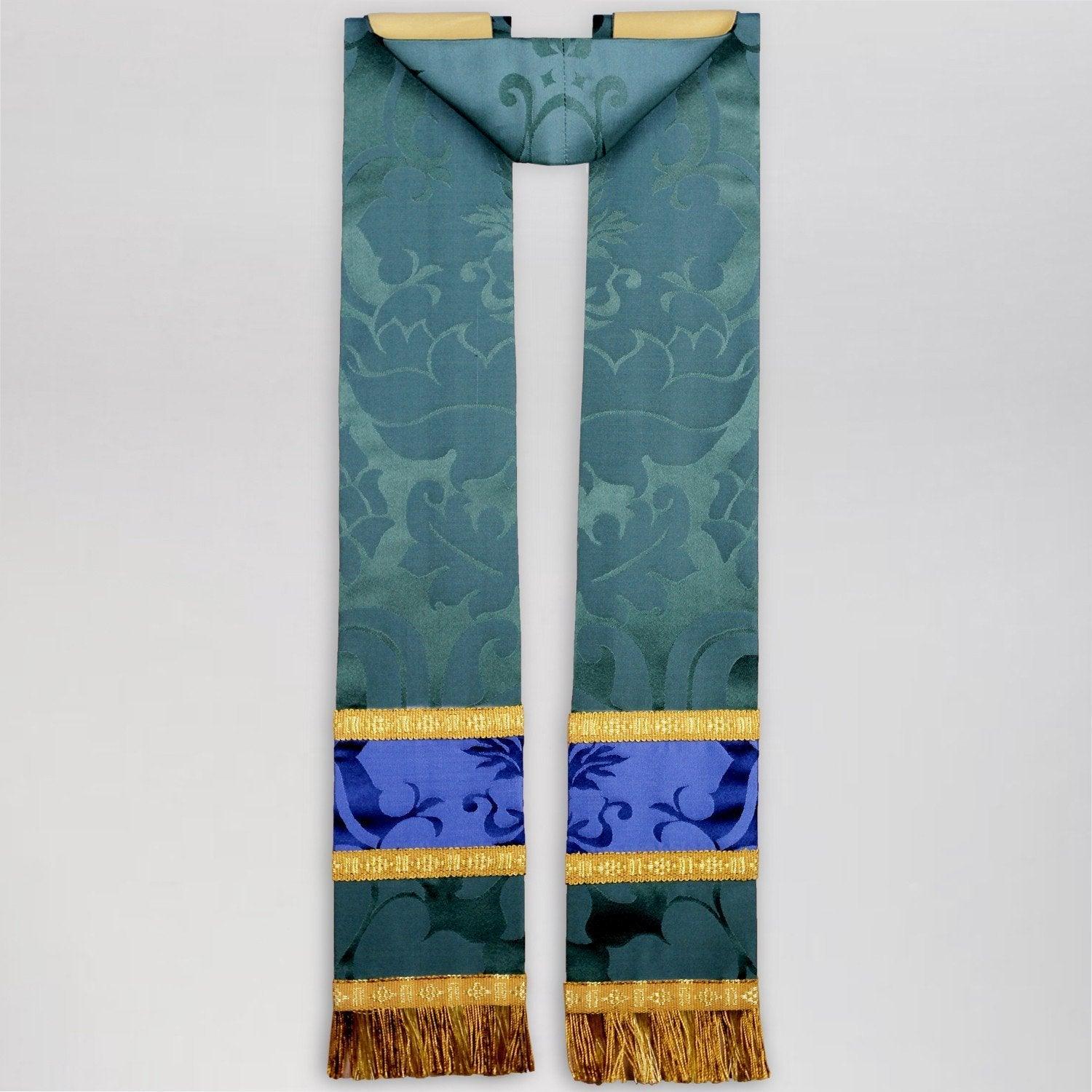 Tufton Stole in Green Bellini Silk Damask - Watts & Co. (international)