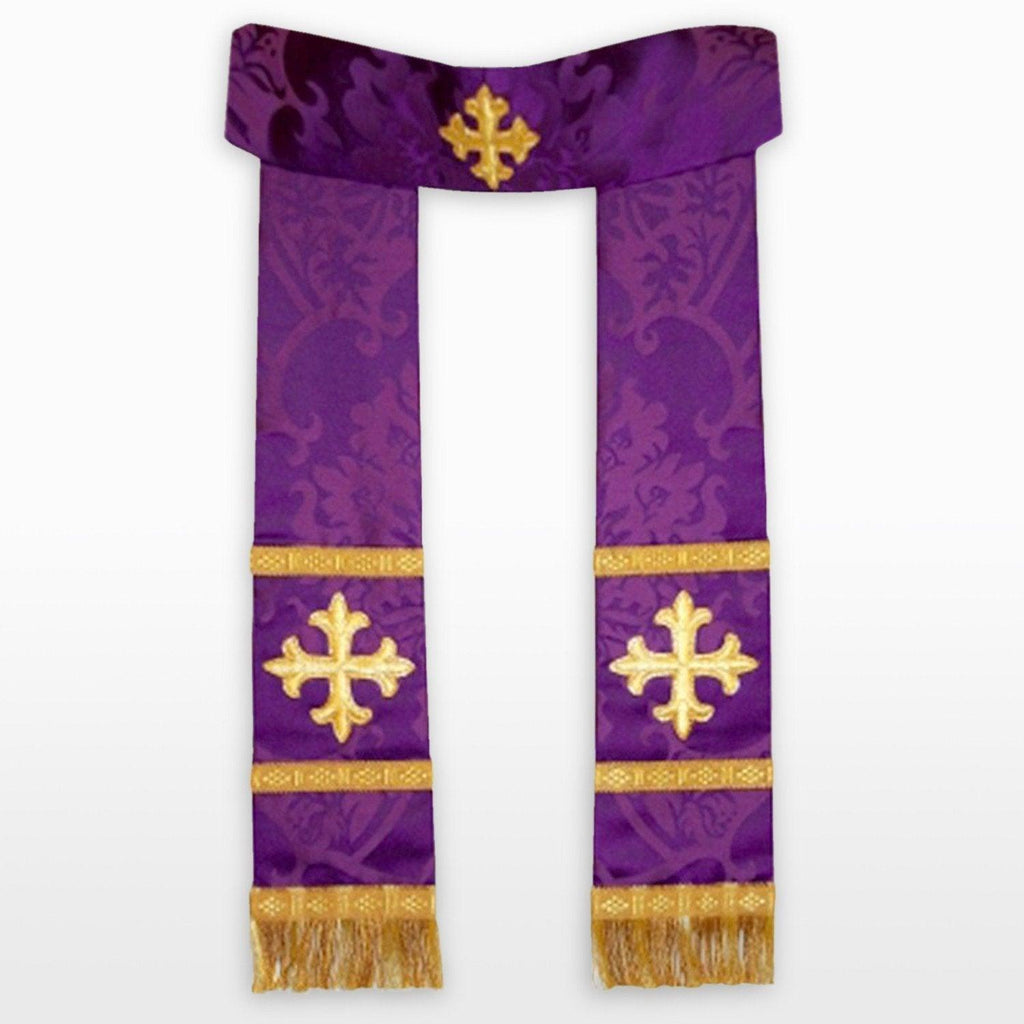 Tufton Stole in Royal Purple Gothic Silk Damask - Watts & Co. (international)