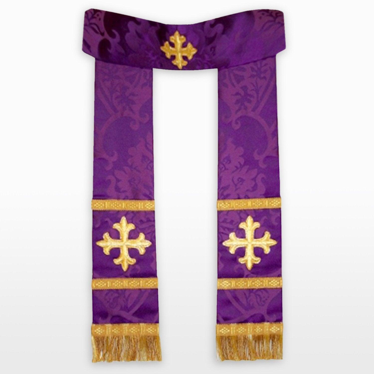 Tufton Stole in Royal Purple Gothic Silk Damask - Watts & Co. (international)