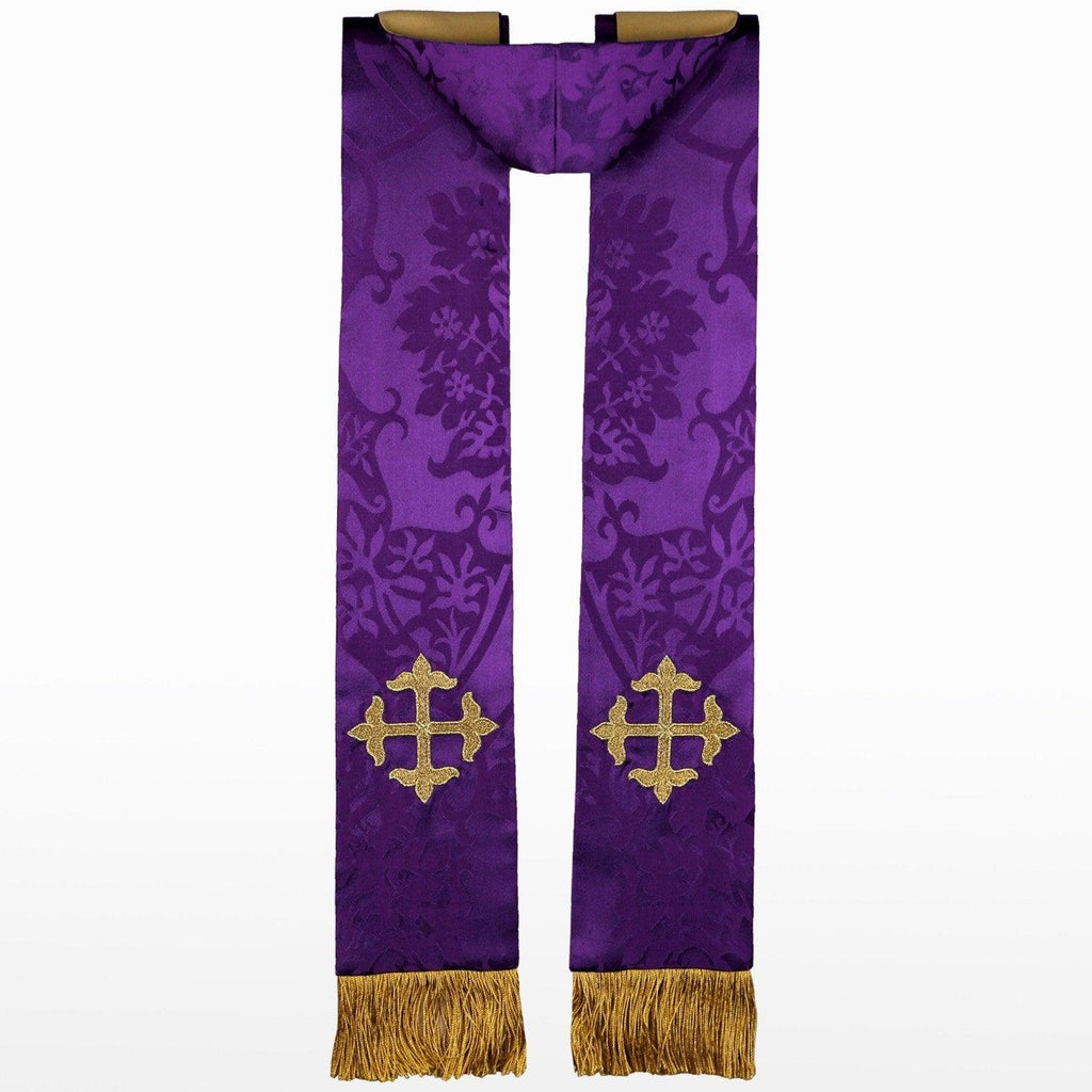 Tufton Stole in Royal Purple Gothic Silk Damask - Watts & Co. (international)