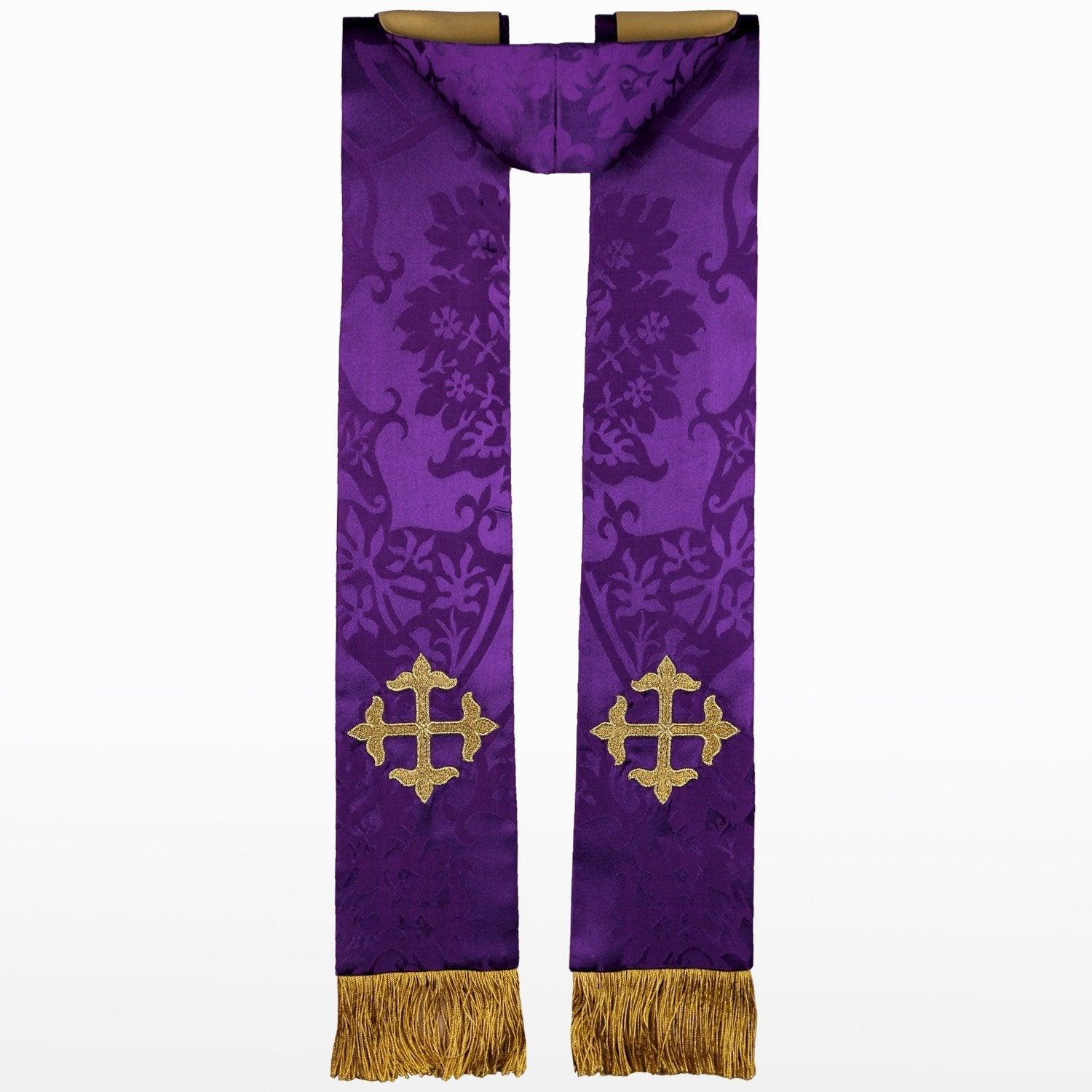 Tufton Stole in Royal Purple Gothic Silk Damask - Watts & Co. (international)