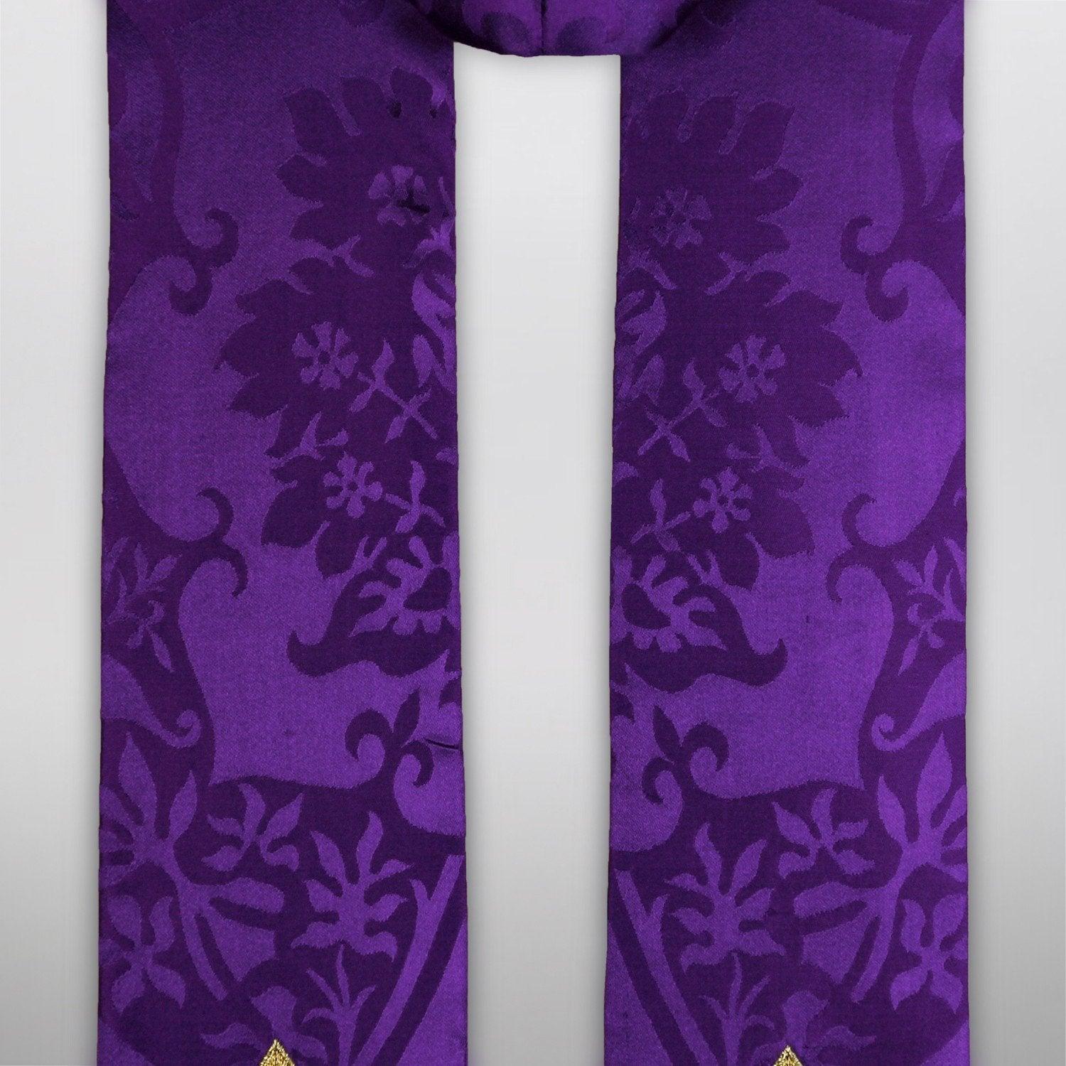 Tufton Stole in Royal Purple Gothic Silk Damask - Watts & Co. (international)