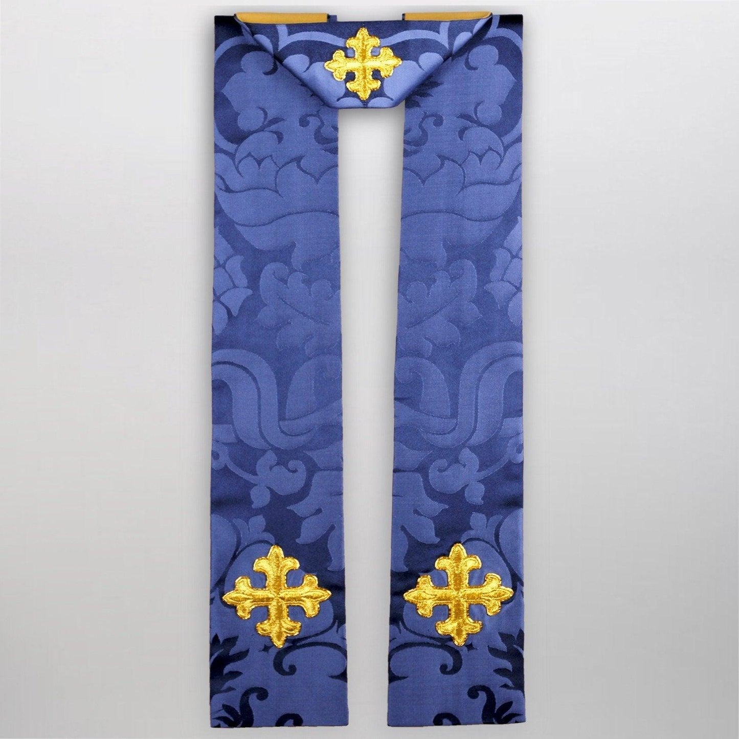 Tufton Stole Set in Blue Bellini Silk Damask - Watts & Co. (international)