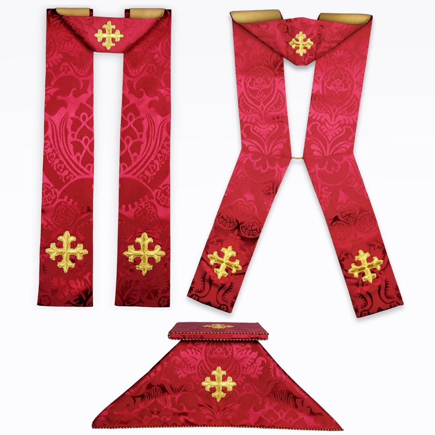 Tufton Stole Set in Rose Comper Cathedral Silk Damask - Watts & Co. (international)