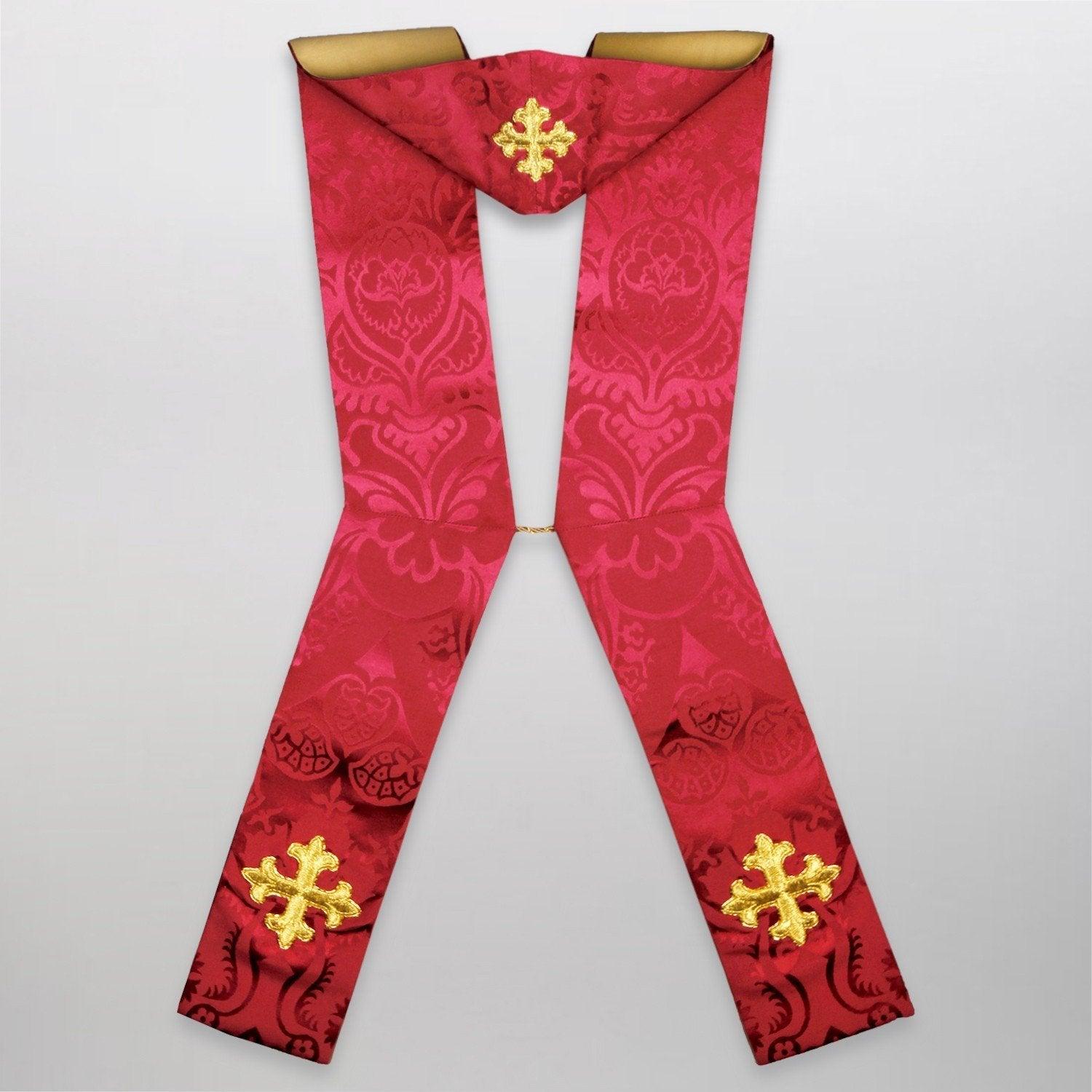 Tufton Stole Set in Rose Comper Cathedral Silk Damask - Watts & Co. (international)