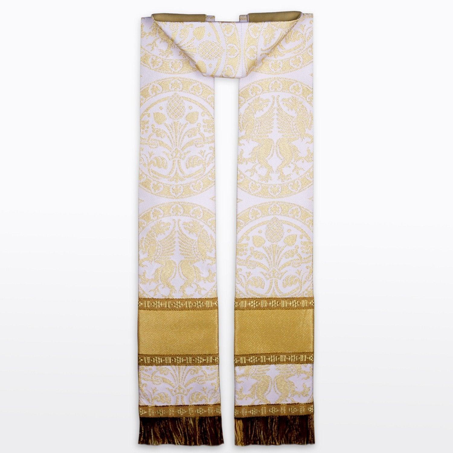 Tufton style stole in White Chalcedon brocade - Watts & Co. (international)