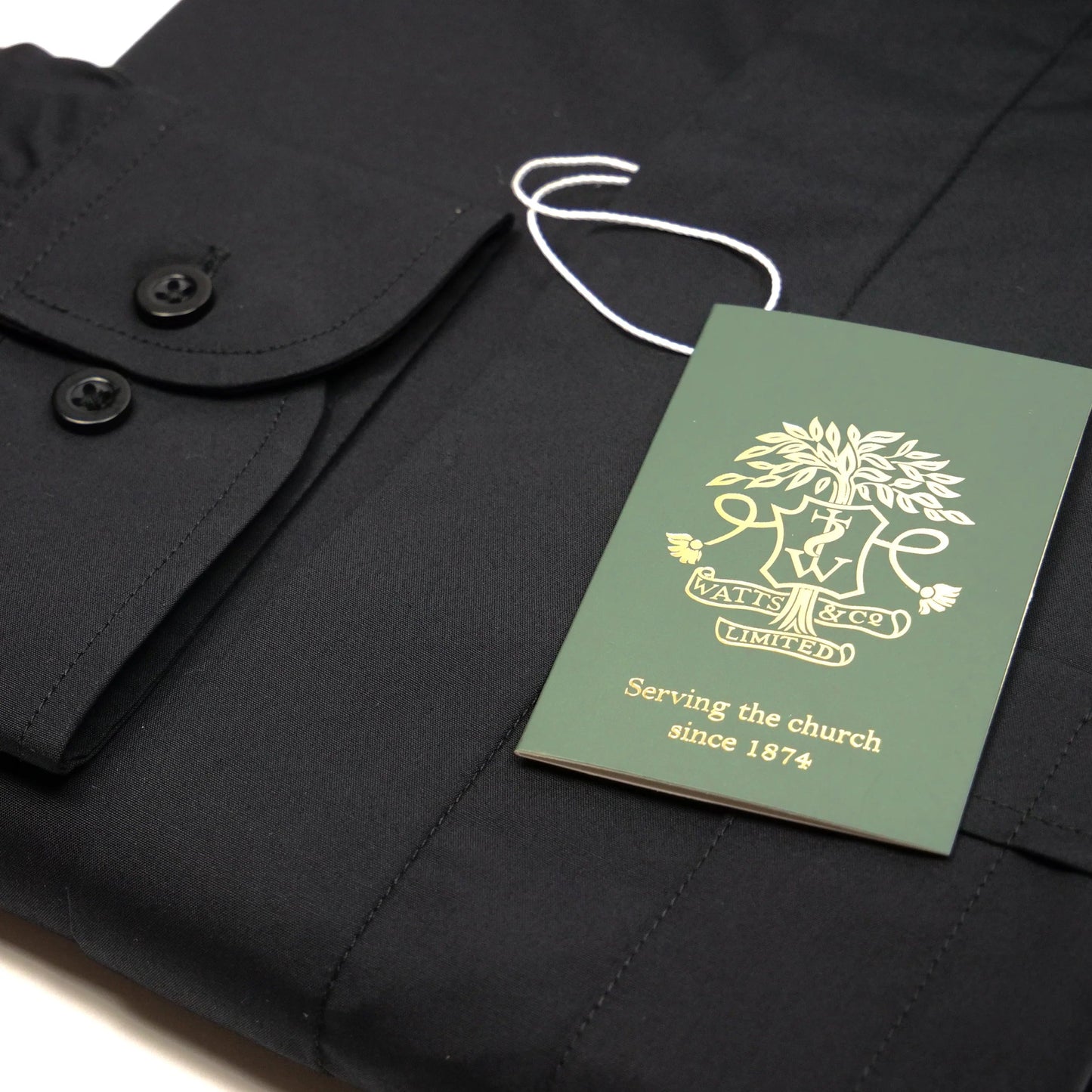 Watts’ Men’s Fly-Front Collar Clergy Shirt - Black - Watts & Co.