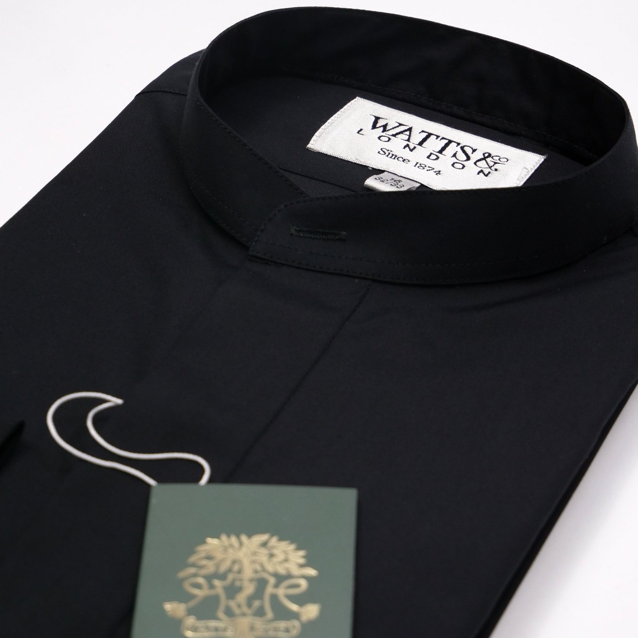 Watts’ Men’s Fly-Front Collar Clergy Shirt - Black - Watts & Co.