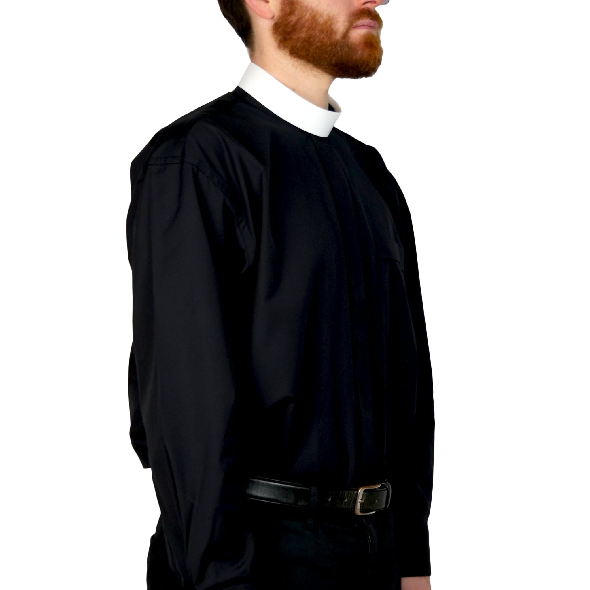 Watts’ Men’s Fly-Front Collar Clergy Shirt - Black - Watts & Co.