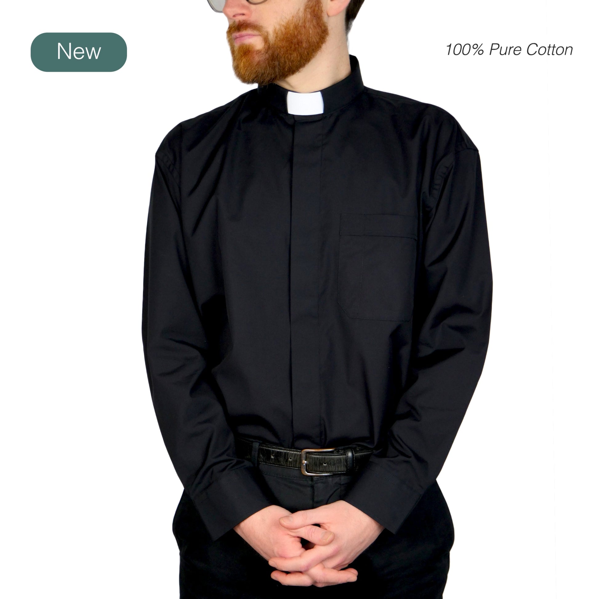 Watts' Men’s Tunnel Collar Clergy Shirt - Black - Watts & Co.