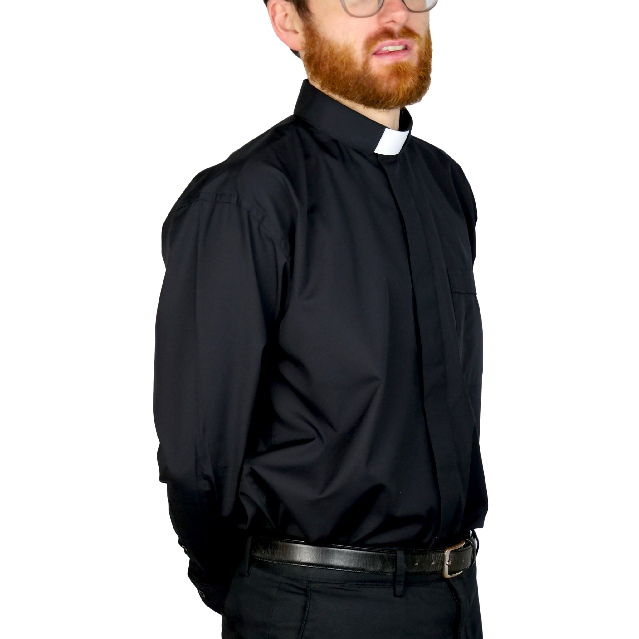 Watts' Men’s Tunnel Collar Clergy Shirt - Black - Watts & Co.