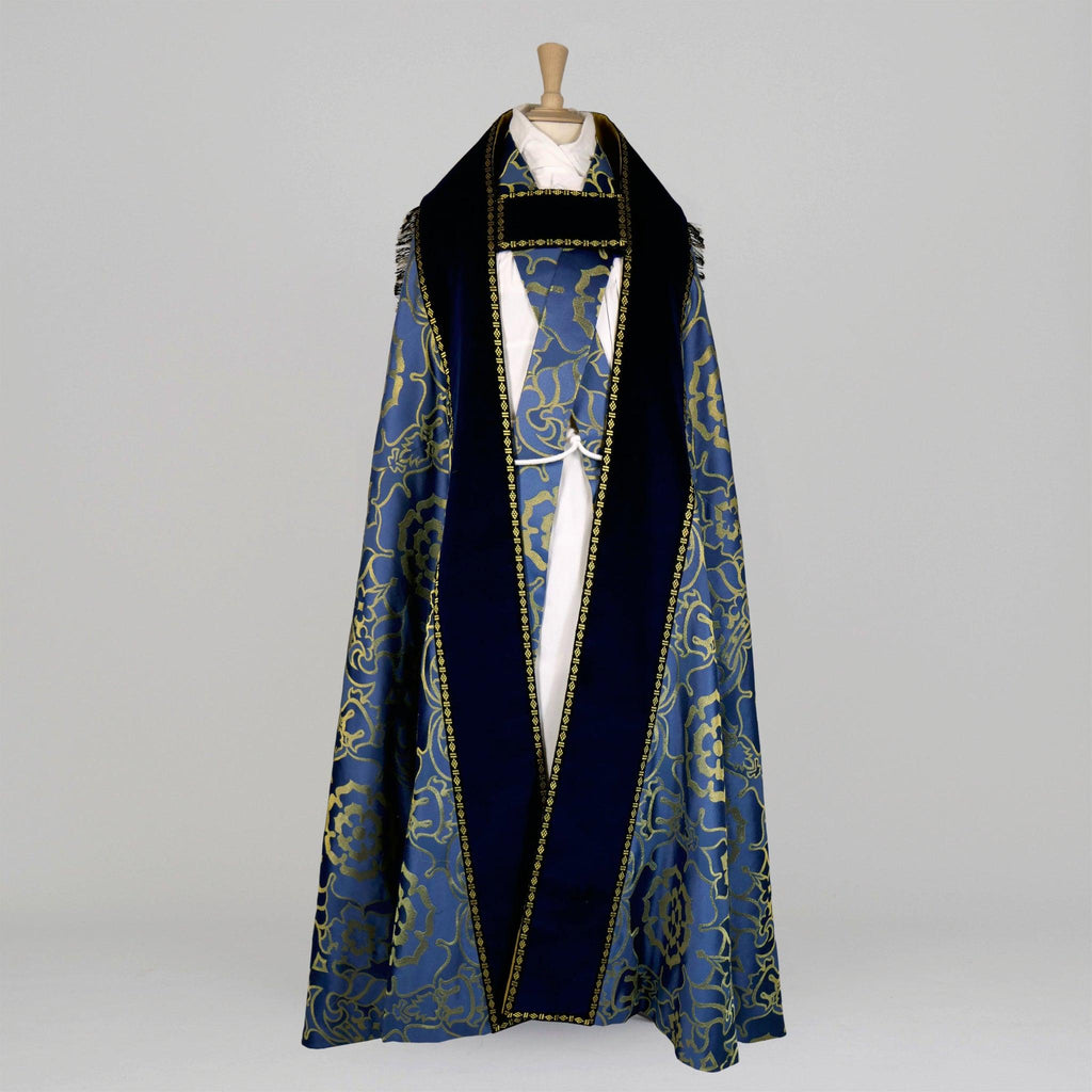 Westminster Cope in Blue 'Coronation' with Embroidered IHS Hood - Watts & Co.