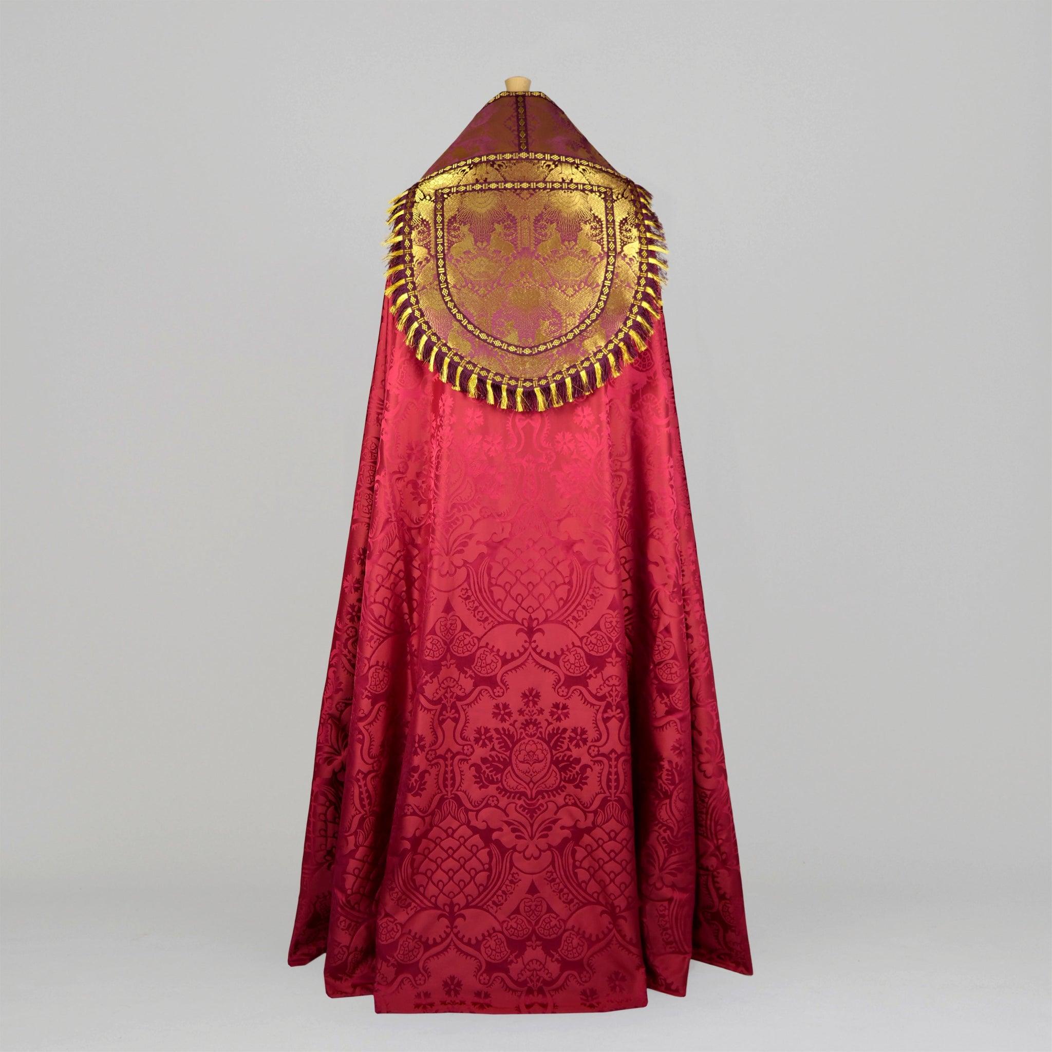 Westminster Cope in Comper Rose 'Comper Cathedral' with Comper Purple/Gilt 'Stag' Orphreys - Watts & Co.