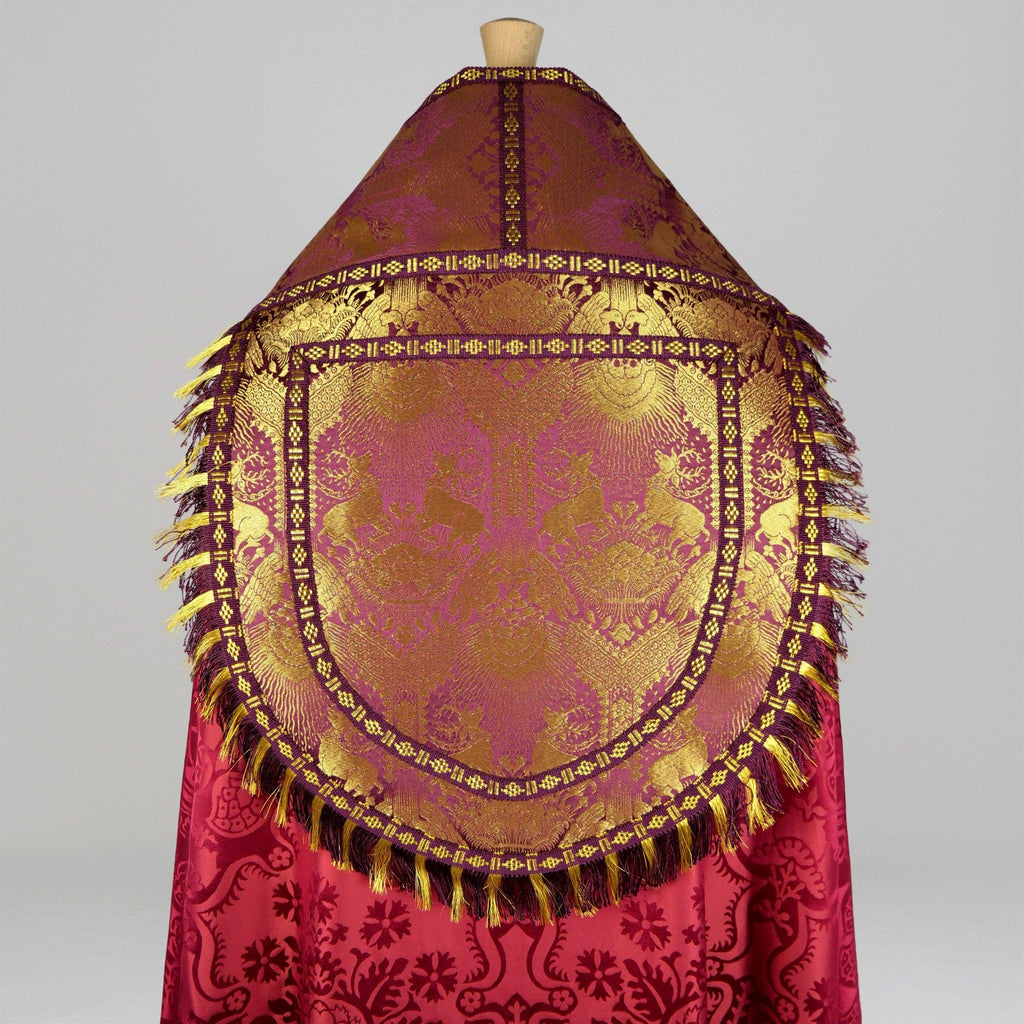 Westminster Cope in Comper Rose 'Comper Cathedral' with Comper Purple/Gilt 'Stag' Orphreys - Watts & Co.