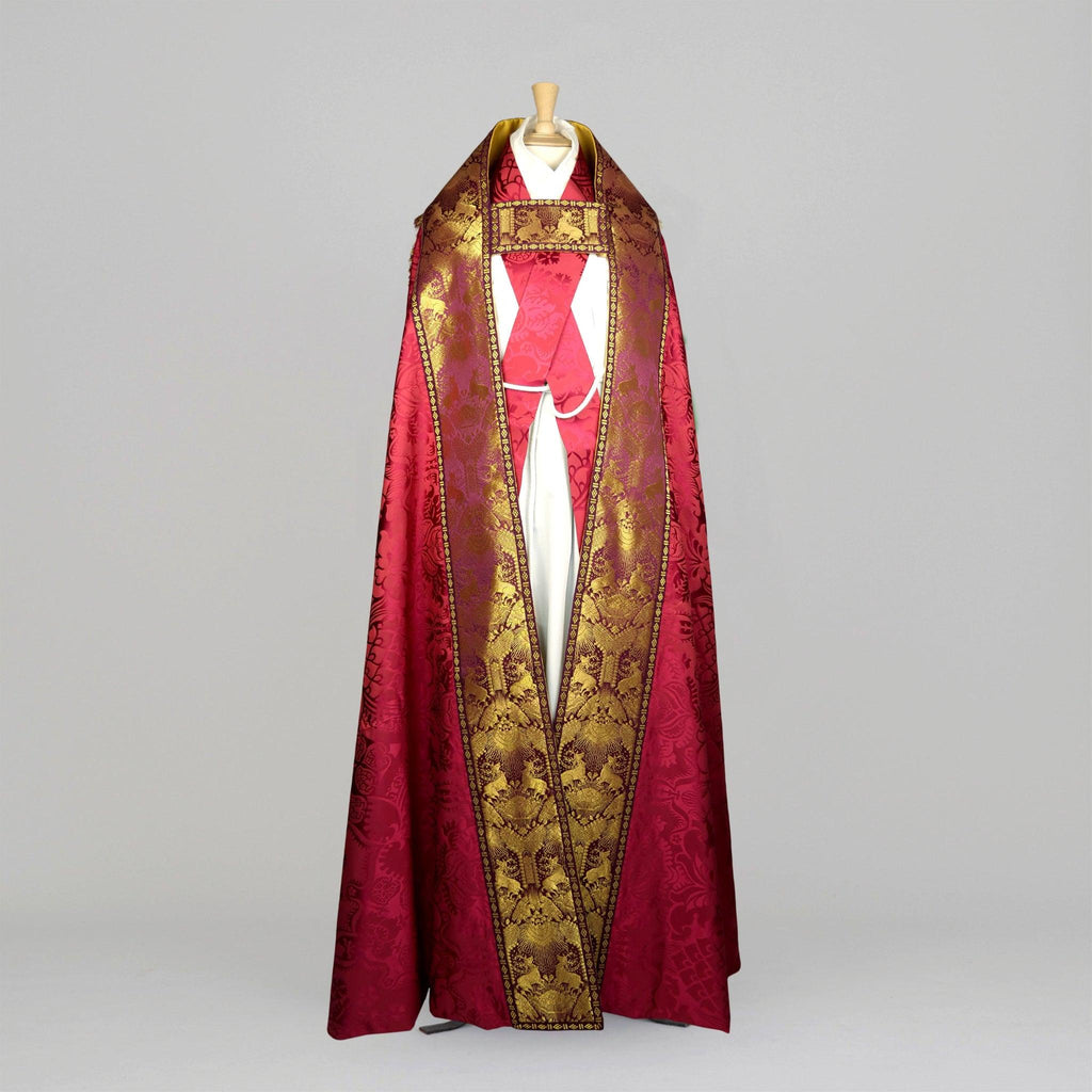 Westminster Cope in Comper Rose 'Comper Cathedral' with Comper Purple/Gilt 'Stag' Orphreys - Watts & Co.