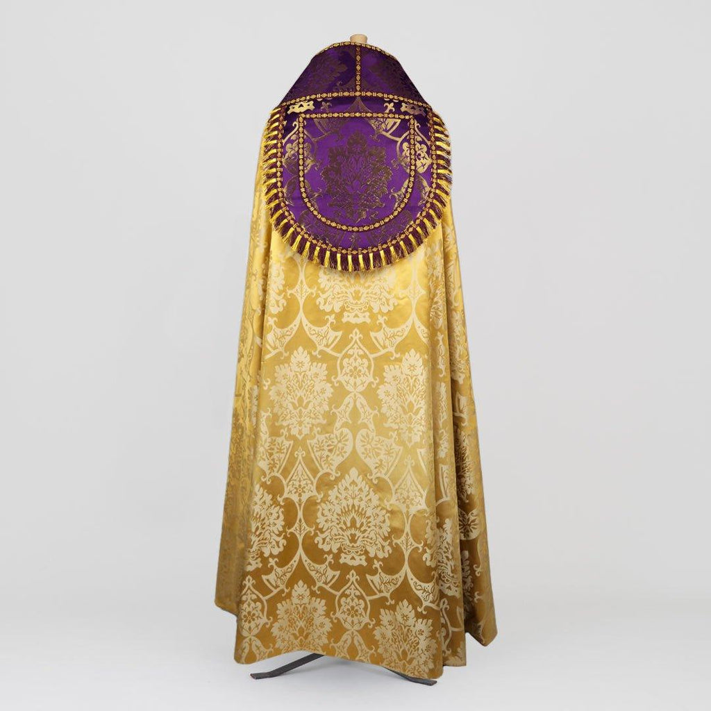 Westminster Cope & Stole in Cream/Gold 'Gothic' with Purple/Gilt 'Gothic' Orphreys - Watts & Co.