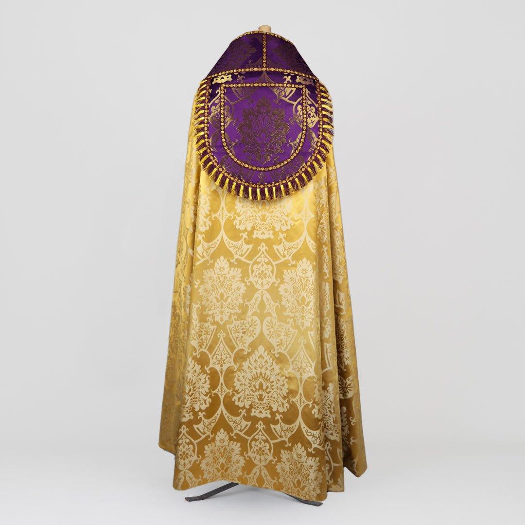 Westminster Cope & Stole in Cream/Gold 'Gothic' with Purple/Gilt 'Gothic' Orphreys - Watts & Co.
