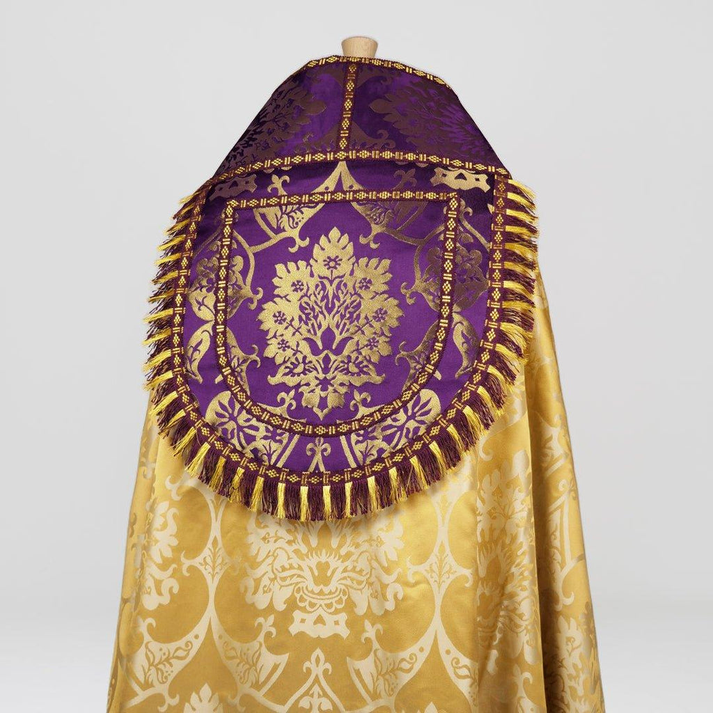 Westminster Cope & Stole in Cream/Gold 'Gothic' with Purple/Gilt 'Gothic' Orphreys - Watts & Co.