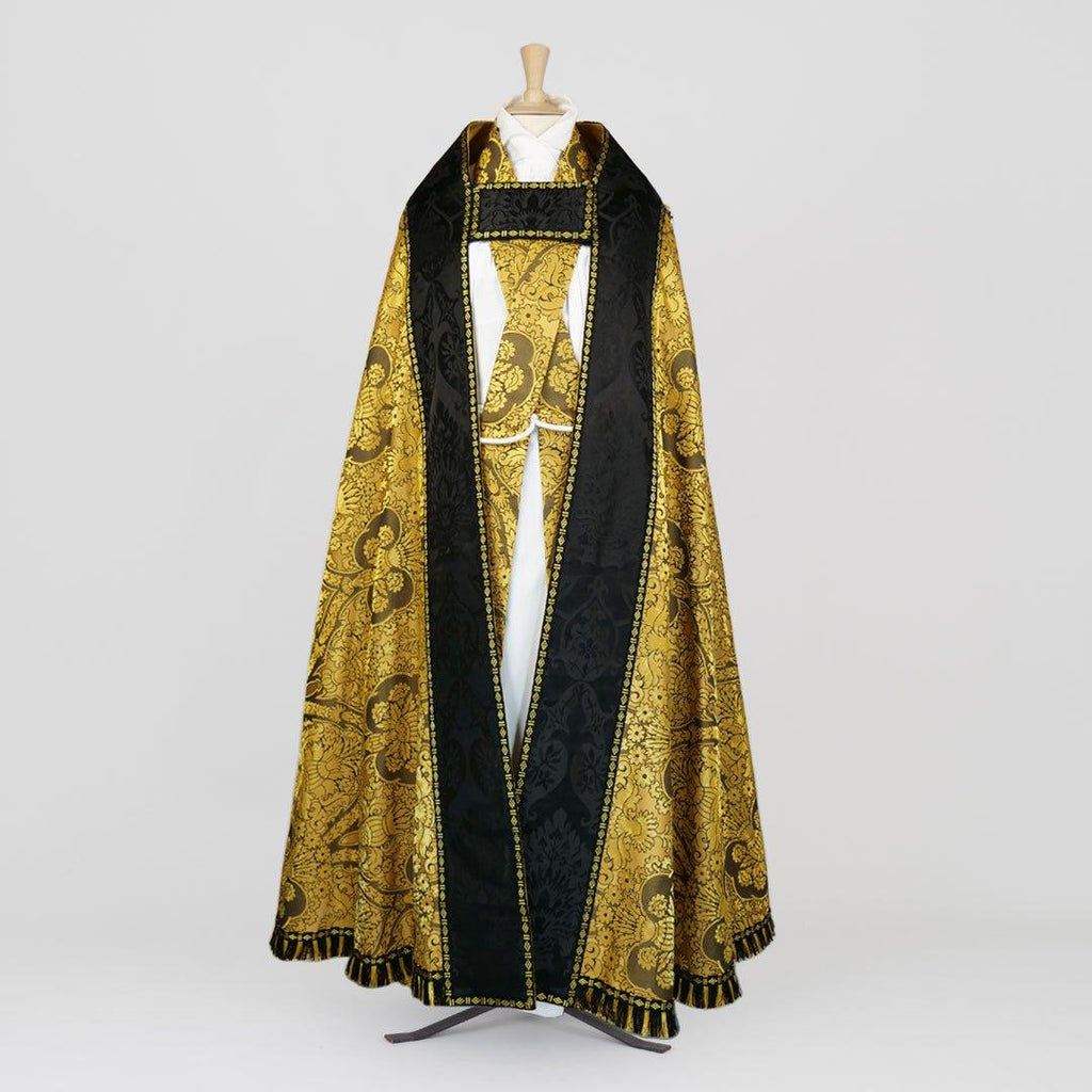 Westminster Cope & Stole in Jet 'Crevelli' with Black 'Gothic' Orphreys - Watts & Co.