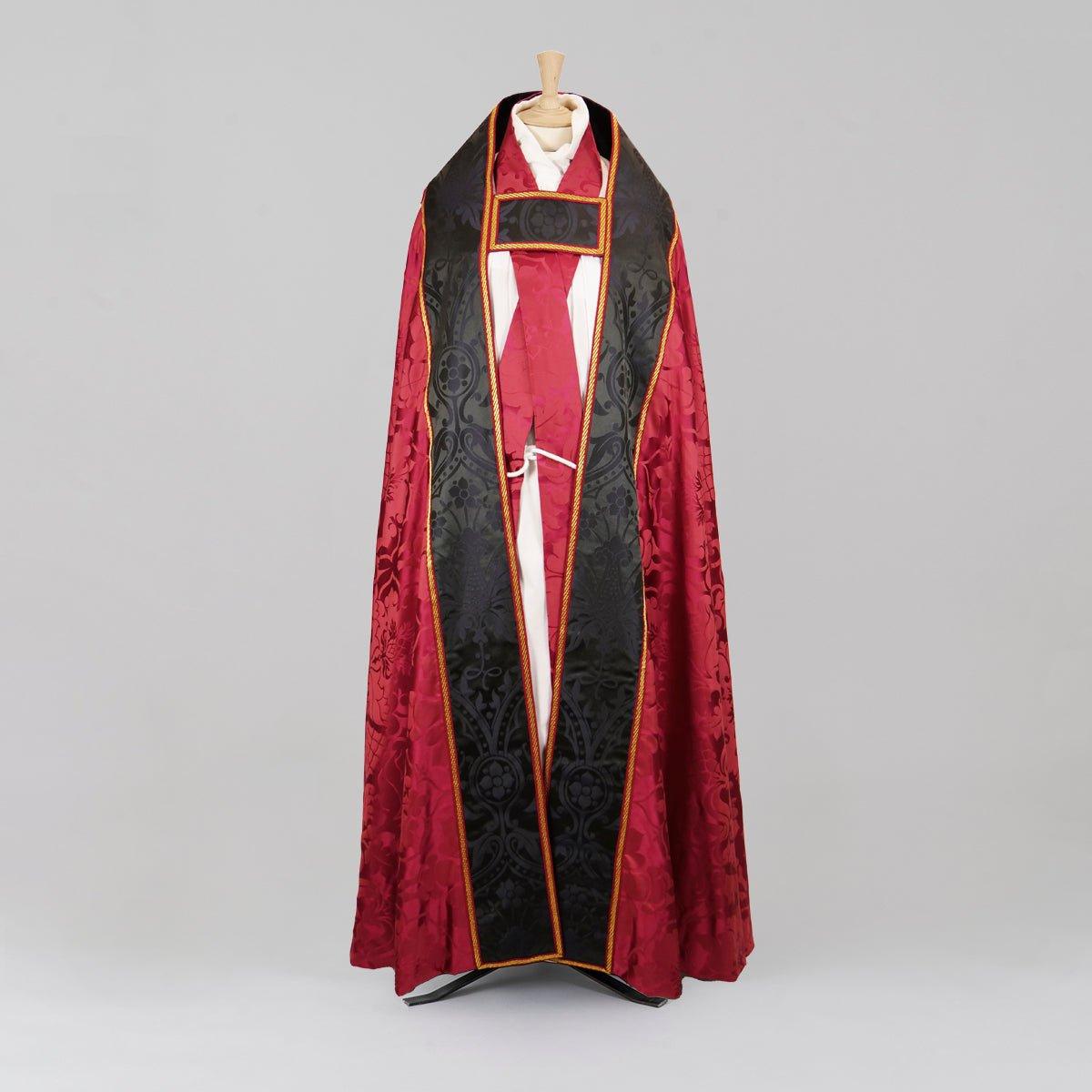 Westminster style Cope in Comper Rose 'Bellini' Silk with Sarum Indigo 'Shrewsbury' - Watts & Co.