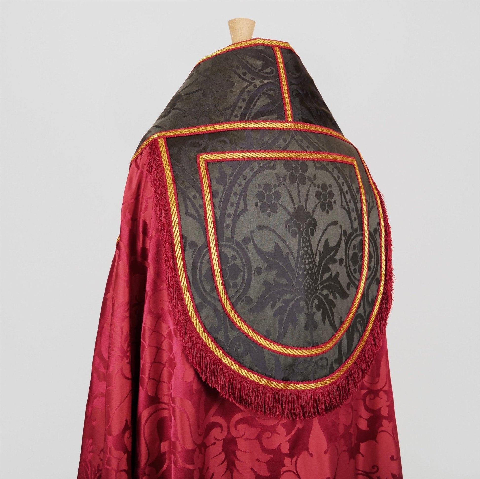 Westminster style Cope in Comper Rose 'Bellini' Silk with Sarum Indigo 'Shrewsbury' - Watts & Co.