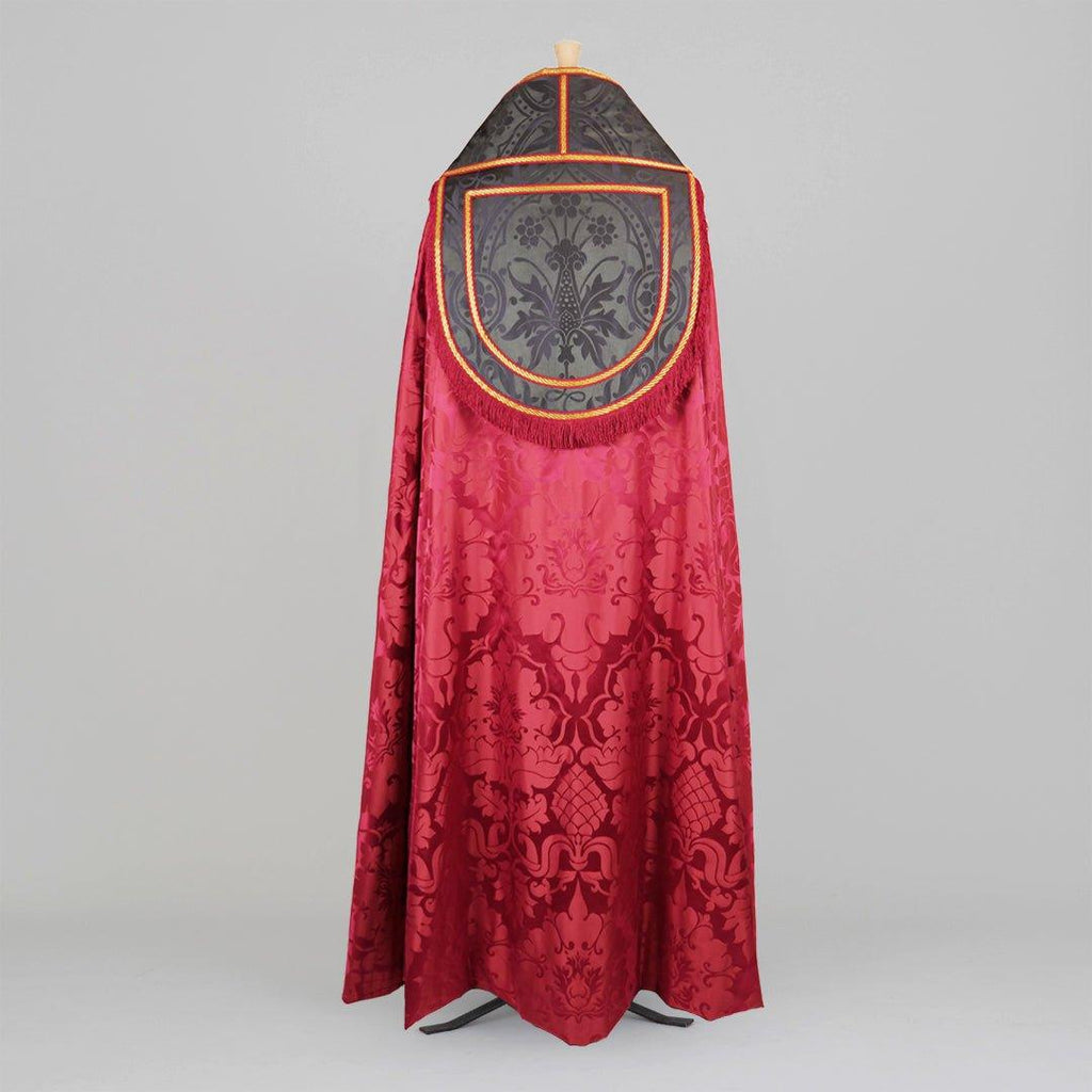 Westminster style Cope in Comper Rose 'Bellini' Silk with Sarum Indigo 'Shrewsbury' - Watts & Co.